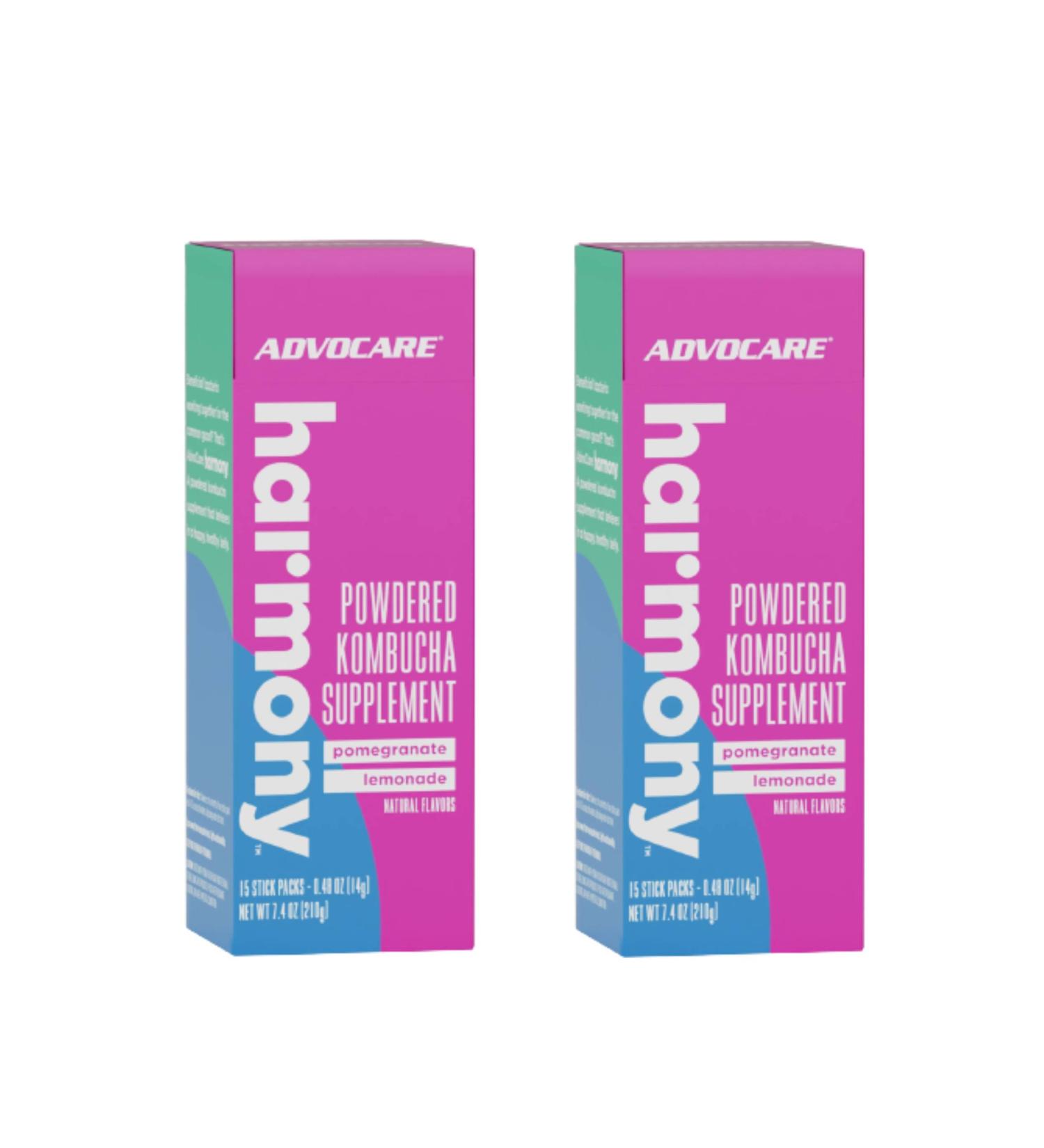 AdvoCare Harmony - Powdered Kombucha Supplement - Pomegranate Lemonade - 15 Stick Packs - O.48 Oz (Pack of 2) - Buy Online on GoSupps.com