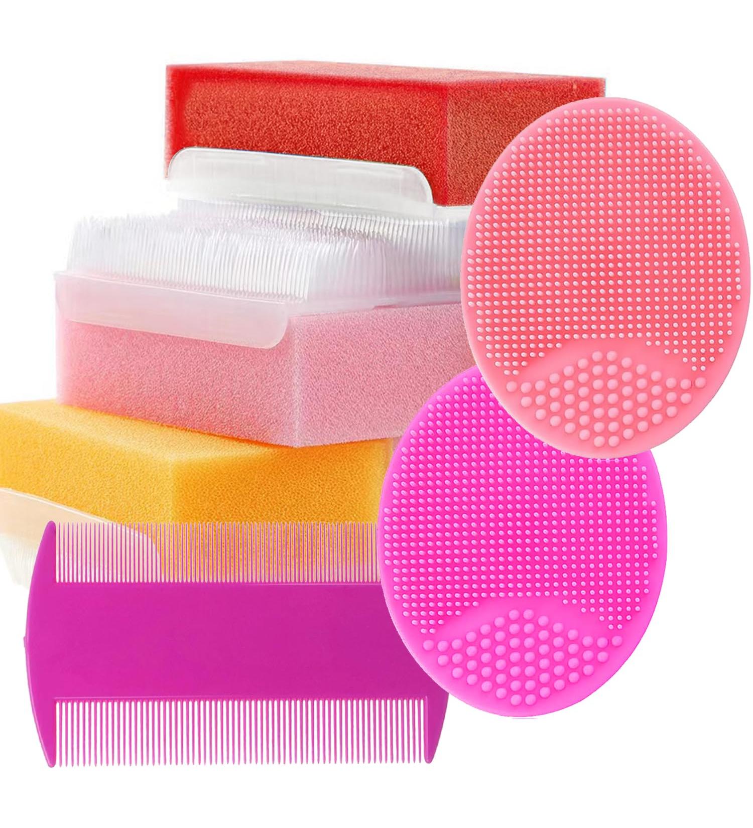 Baby Bath Brush & Baby Comb Set - Newborn Bath Essentials Baby Scalp Scrubber (6-Pack) (Red/Pink/Yellow) - Buy Online on GoSupps.com