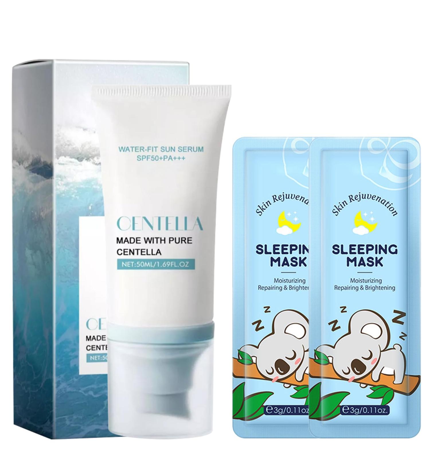ExcellaElite Centella Sunscreen Spf 50 Madagascar Centella Sunscreen Moisturizing Korean Sunscreen with 2 Hydrating Masks Natural Ingredients Smooth and Non-Sticky Texture - Buy Online on GoSupps.com