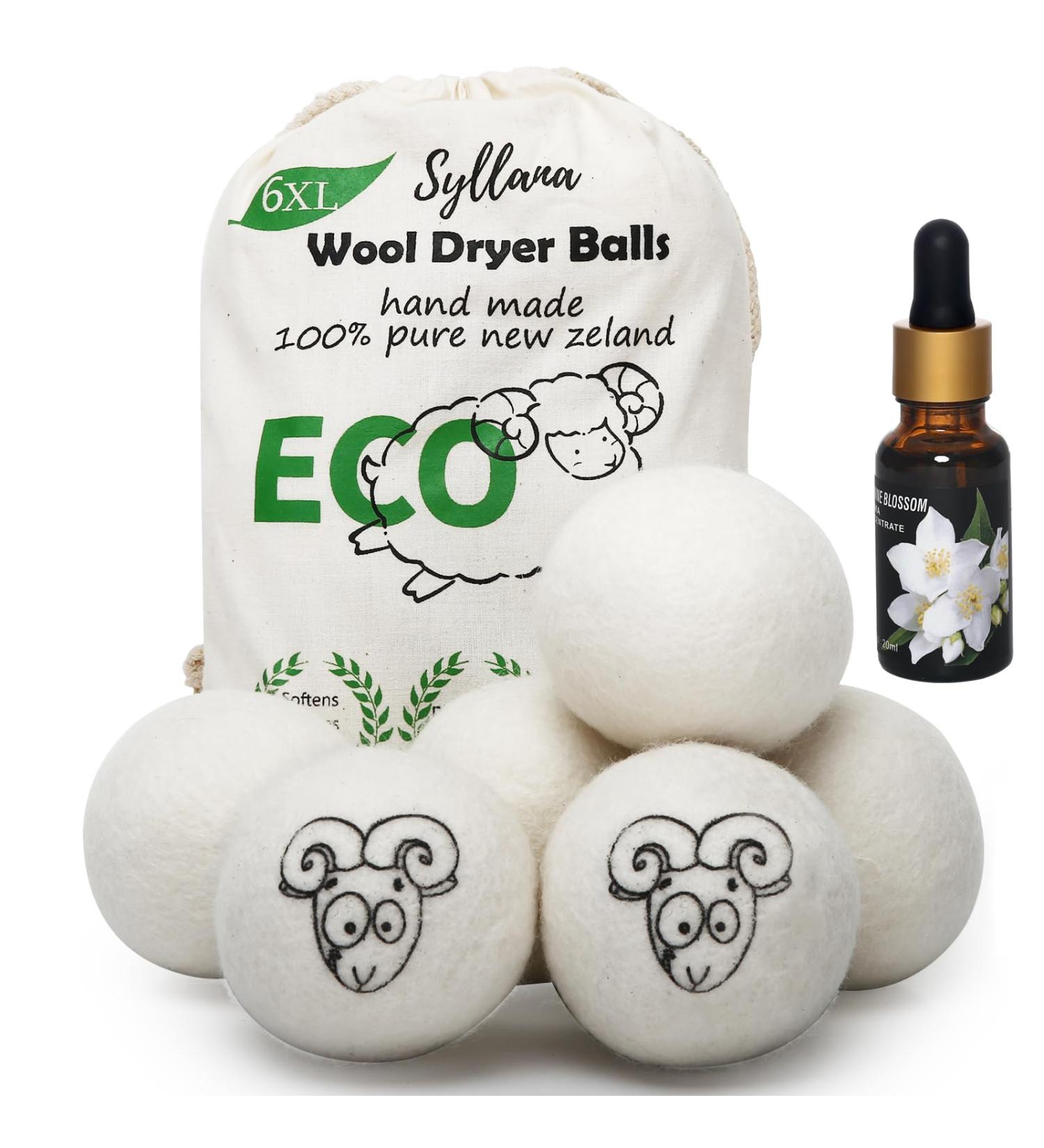 Shop XL Natural Wool Dryer Balls with Fragrance Oil - 6 Pack - Eco-Friendly Fabric Softener - Reduce Drying Time - Handmade in New Zealand - Buy Online on GoSupps.com