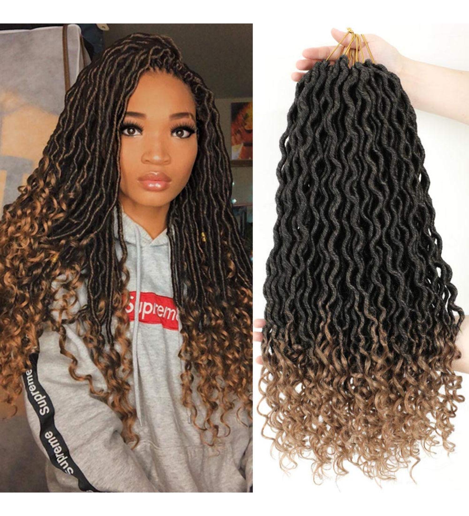 Lihui Goddess Locs Crochet Hair 20 inch 6 Packs - Ombre Faux Curly Locs with Pre-looped Ends | Soft and Natural Looking Loc Extensions - Pack of 6 (1B/27, 144 Strands) - Buy Online on GoSupps.com