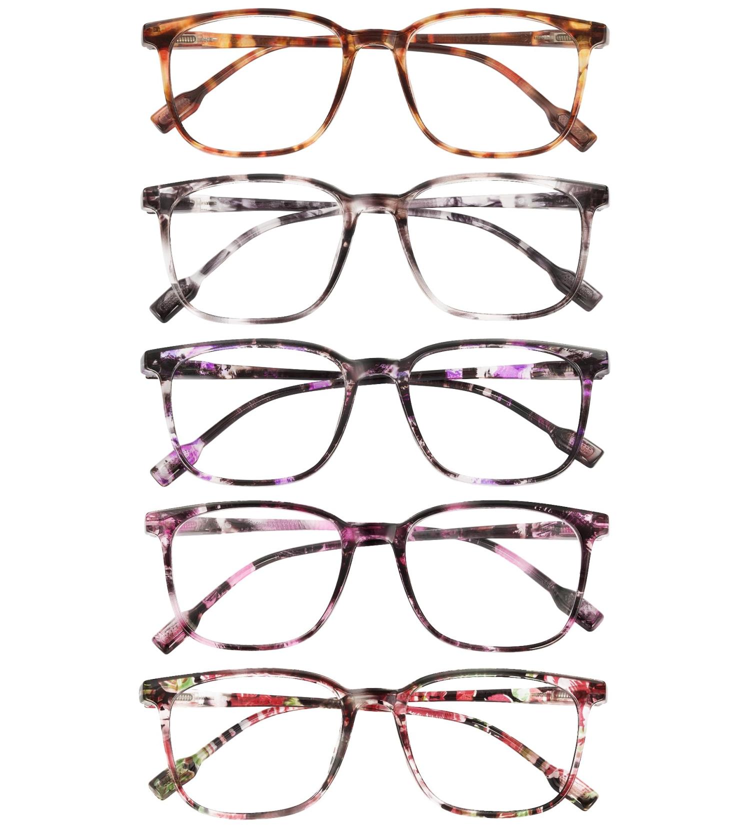 5-Pack Reading Glasses for Women - Durable 1.5x Readers with Blue Light Protection & Spring Hinges - Multicolor Options Available - Buy Online on GoSupps.com