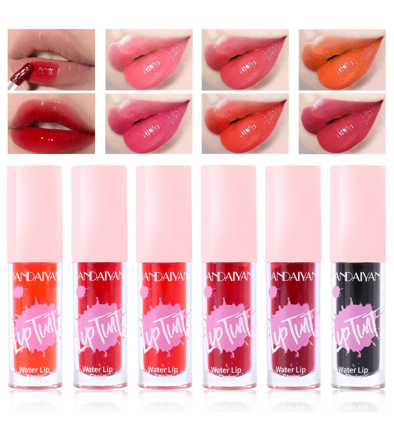 6 Color Lip Tint Stain Set - Matte Velvet & Watery Lip Stain with Moisturizing Plumping Effects - Shimmery Mini Liquid Lipstick - Waterproof, Long-Lasting Lip Color Makeup - Buy Online on GoSupps.com