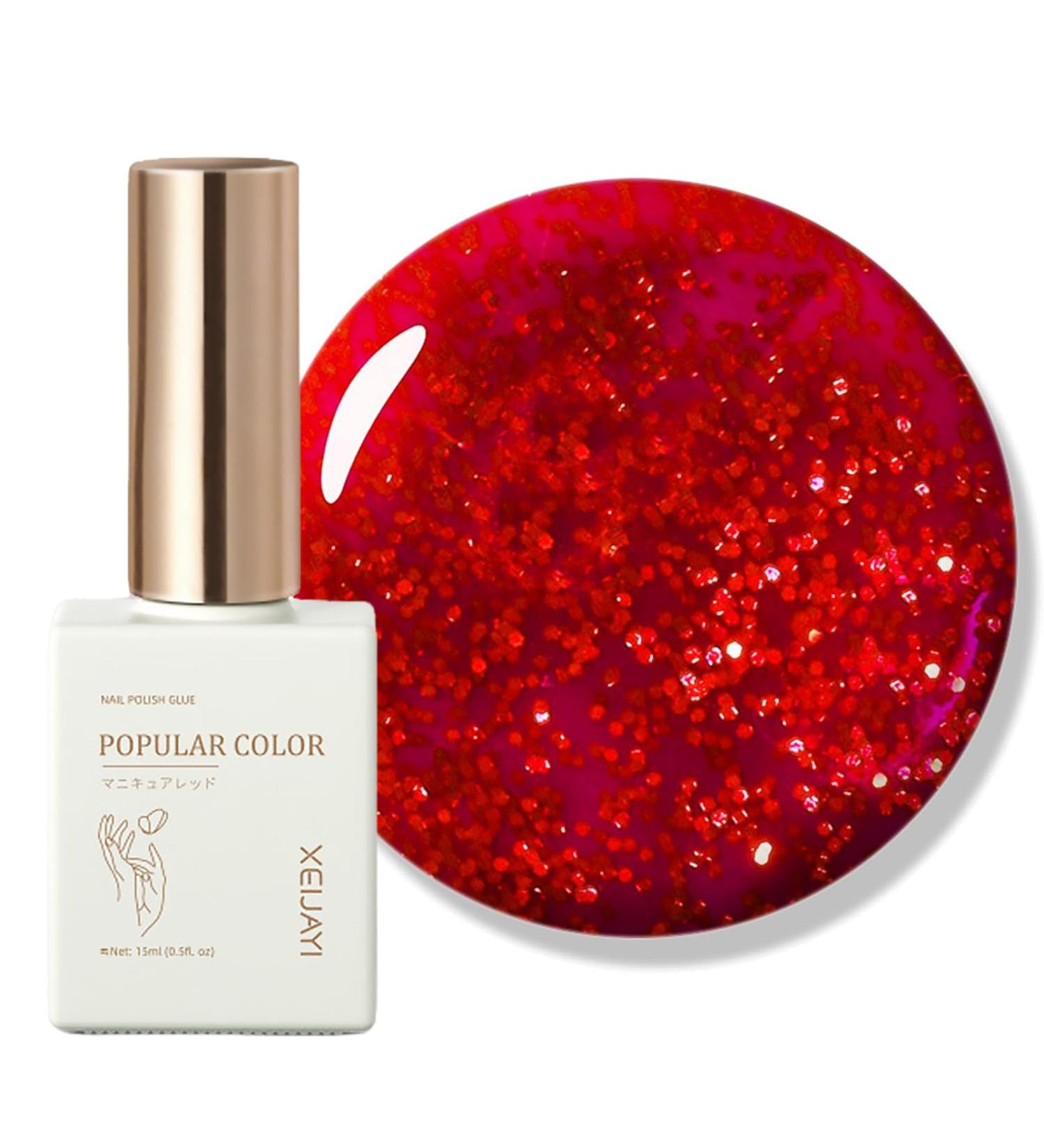 Gel Polish Santa Red Gel Nail Polish Soak Off UV Glitter Gel Nail Varnish for Manicure Long Lasting Chip Resistant Gel Nail Polish At Home 15mL(G117- Glitter Red) - Buy Online on GoSupps.com