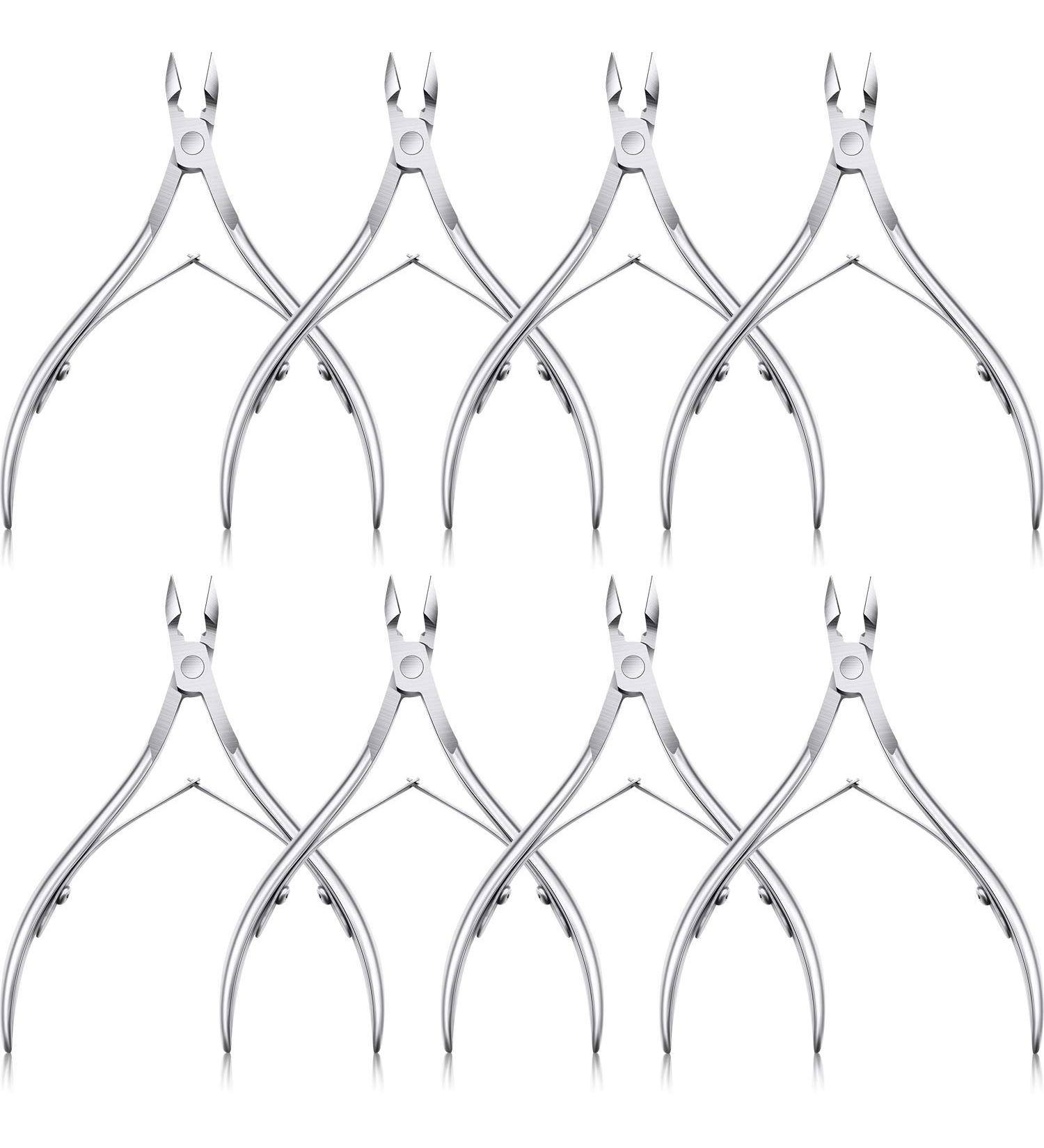 Stainless Steel Cuticle Nippers Set - 8-Piece Trimmer & Clipper for Manicure - Dead Skin Remover Scissors - Fingernails & Toenails - Silver - Buy Online on GoSupps.com