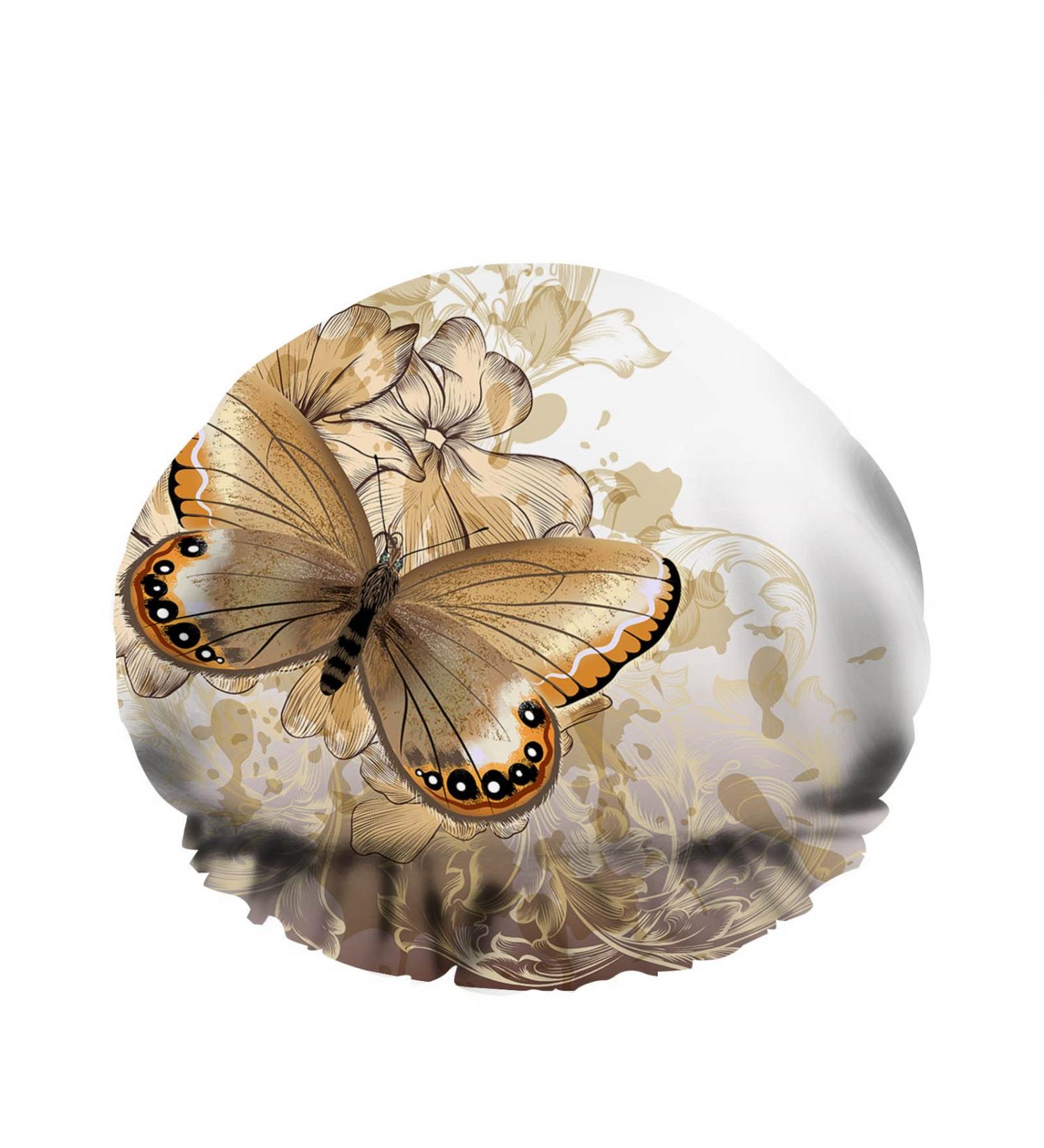 Golden Butterfly Bath Hair Cap - Reusable Shower Cap for Women and Girls - Hotel Travel Essentials - Hair Care Accessory - 10.6 x 4.3 x 0.15 Inch - Buy Online on GoSupps.com