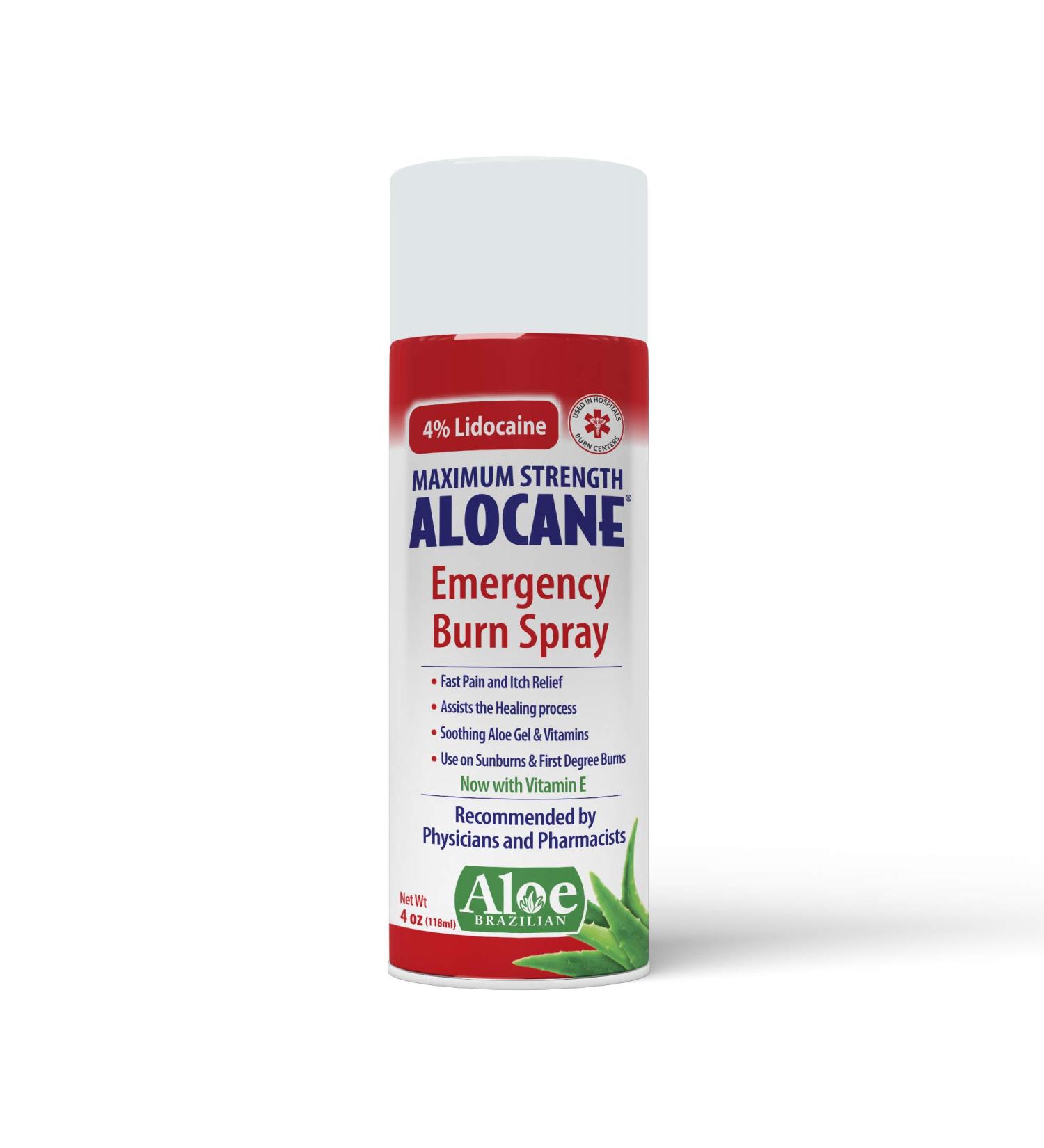 ALOCANE Emergency Burn Spray - 4% Lidocaine Max Strength for Fast Pain & Itch Relief - 4oz - Buy Online on GoSupps.com