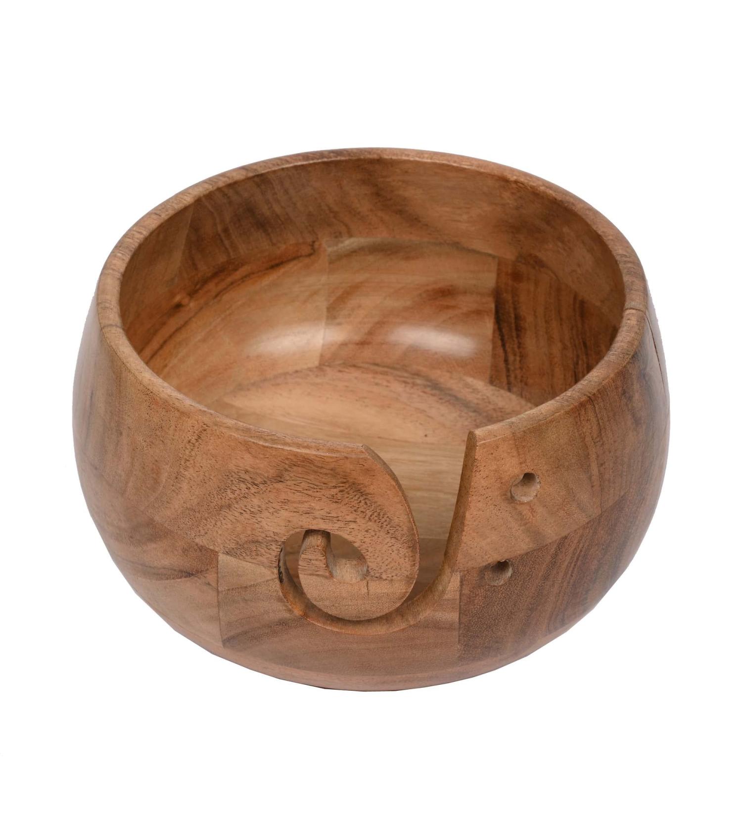 EDHAS Acacia Wood Yarn Bowl Holder | Handmade Yarn Storage Accessory (7 x 7 x 4) - Buy Online on GoSupps.com