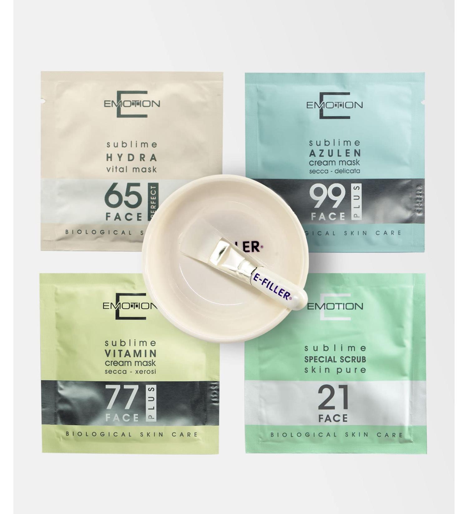  EMOTION BIOLOGICAL SKINCARE Young 28 Day Masks Kit - Fresh and Luminous Skin - Hydra Mask 10 ml + Vitamin Antiox Mask 10 ml + Azuleen Lenitiva Mask 10 ml + Purifying Face Scrub 12 ml Organic Formula - Buy Online on GoSupps.com