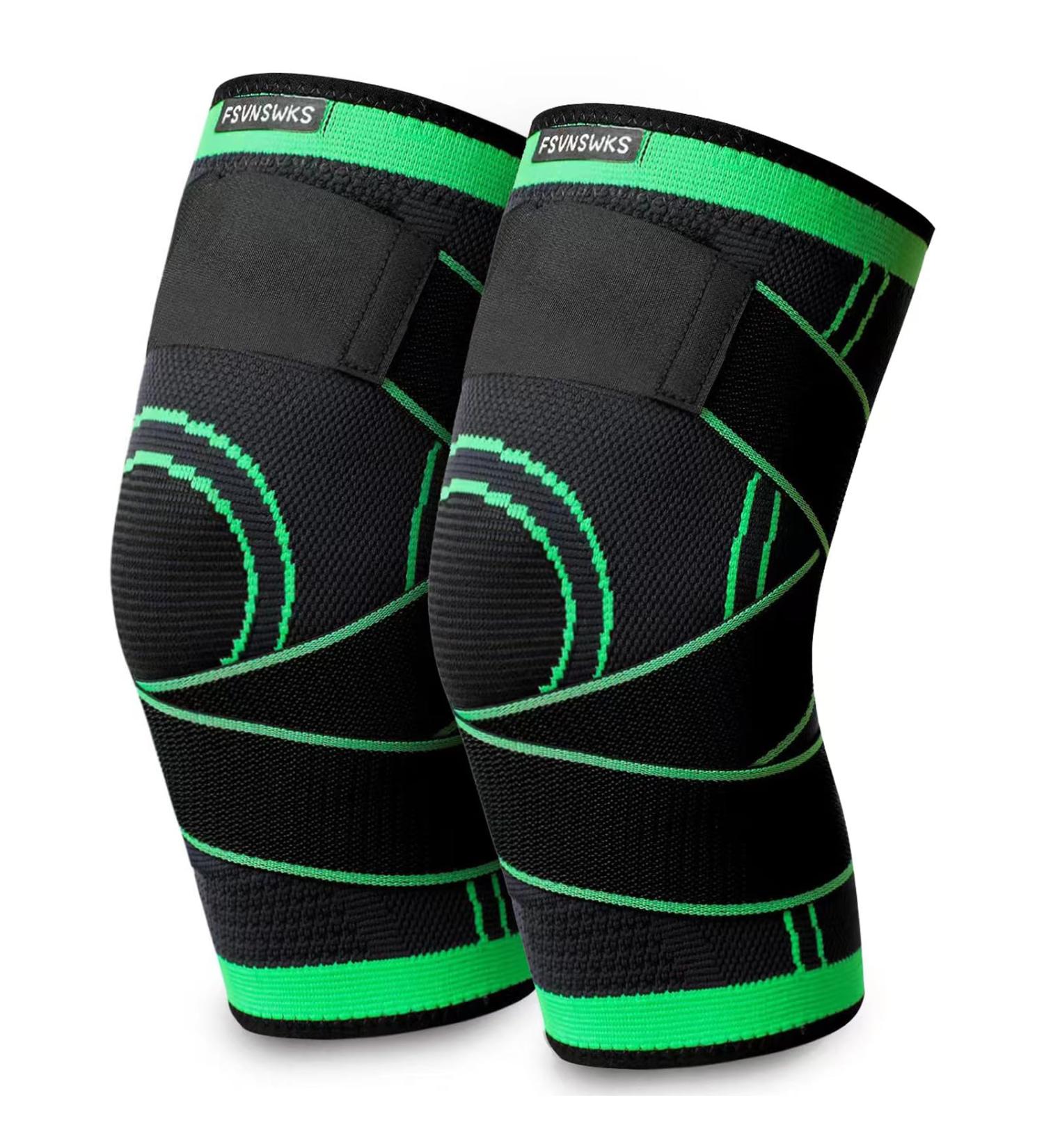 Knee Sleeves & Braces for Pain Relief | Adjustable Compression Support for Men & Women | Premium Large Green Knee Brace for Sports Arthritis & Meniscus Tear - Buy Online on GoSupps.com