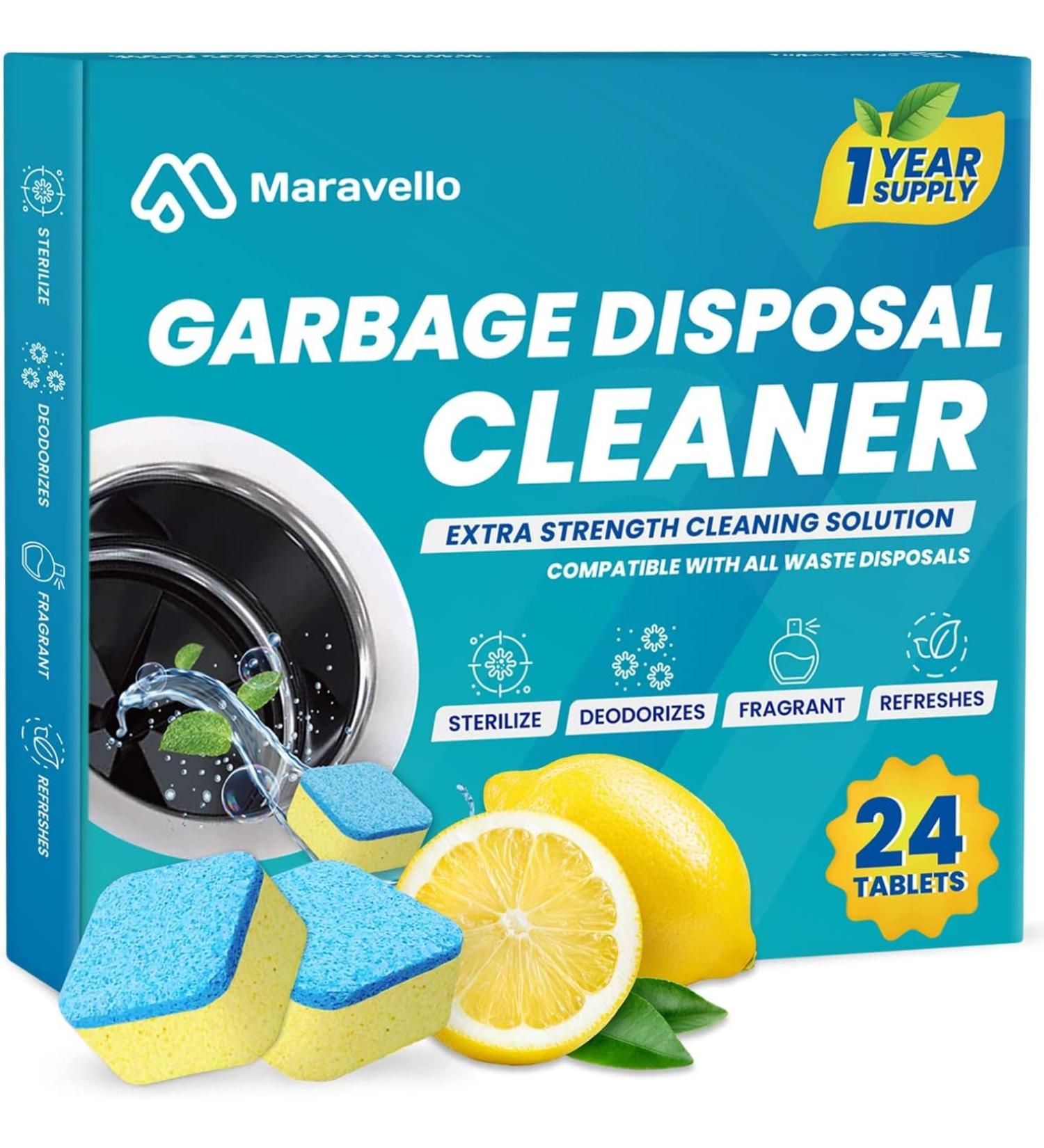 Maravello Disposal Cleaner & Deodorizer - 24 Tablets, Foaming Formula, Fresh Scent - 1 Year Supply - Buy Online on GoSupps.com