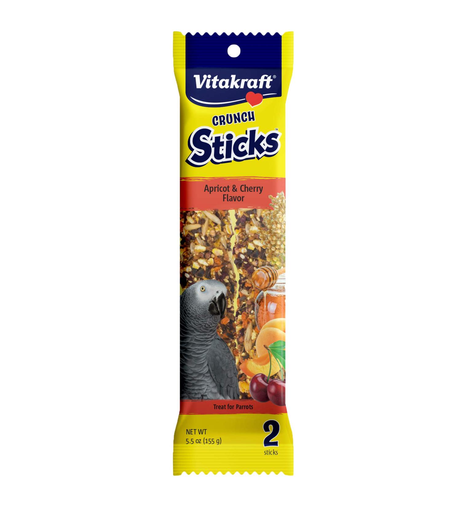 Vitakraft Crunch Sticks Parrot Treat - Apricot & Cherry Flavor - Long-Lasting Chewing Fun for Pet Birds - Buy Online on GoSupps.com