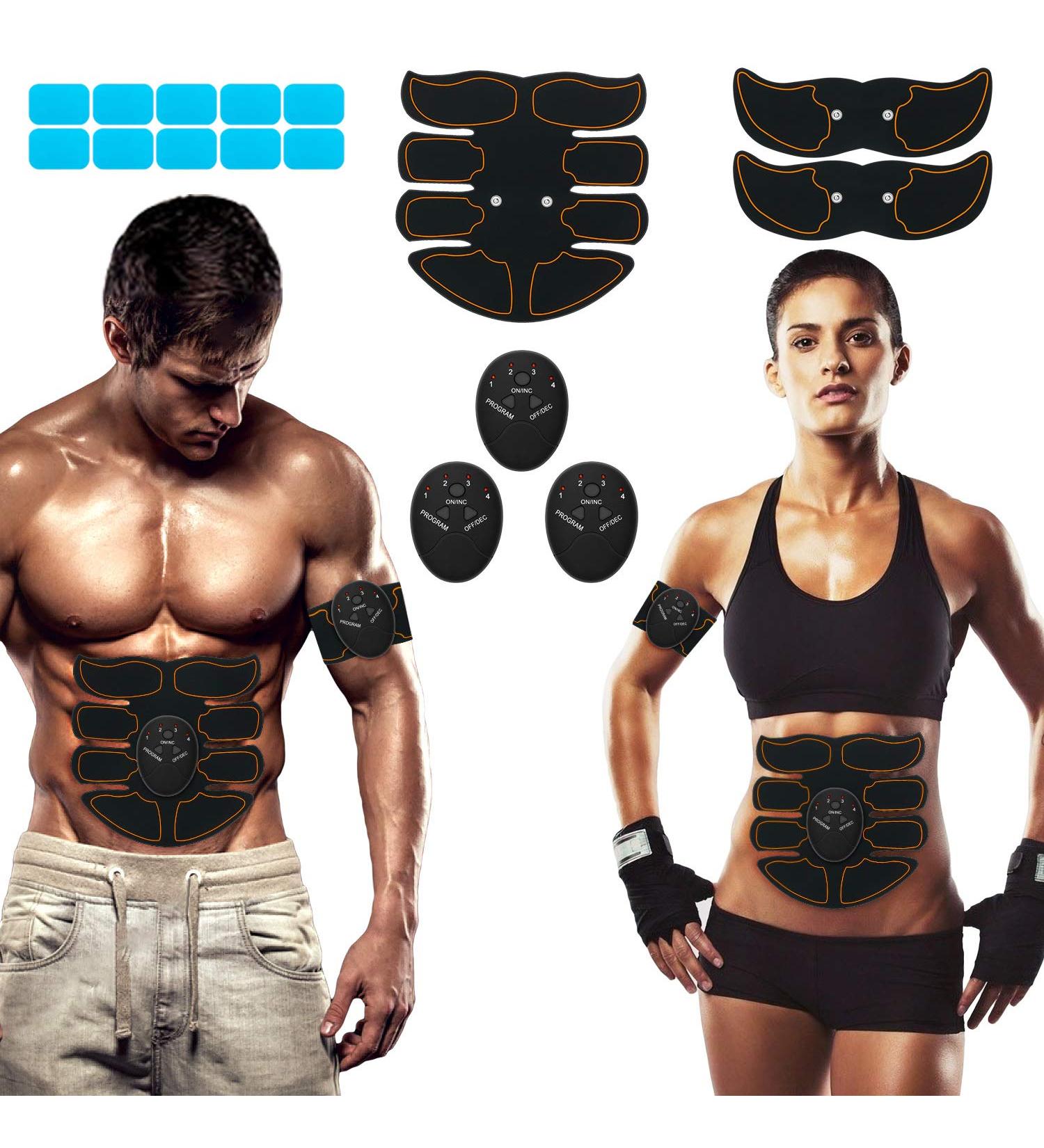 SPORTLIMIT Abdominal Muscle Toner | Portable Fitness Equipment for Abs, Arms, and Legs | Home & Office Workout | 10 Free Gel Pads | Abs Stimulator for Men and Women - Buy Online on GoSupps.com