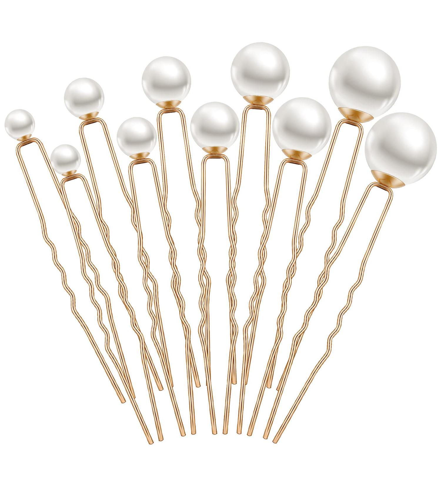 Charonle 32-Piece Wedding Pearl Hair Pins - Bridal Rhinestone Hair Accessories in Gold - Buy Online on GoSupps.com