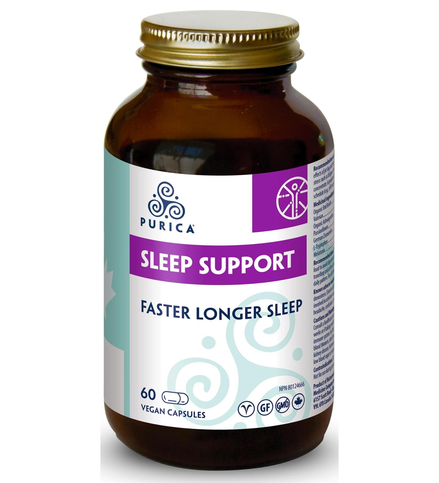 PURICA Vegan Sleep Support Supplement - 60 Capsules with Organic Ashwagandha & Reishi Mushroom - Buy Online on GoSupps.com