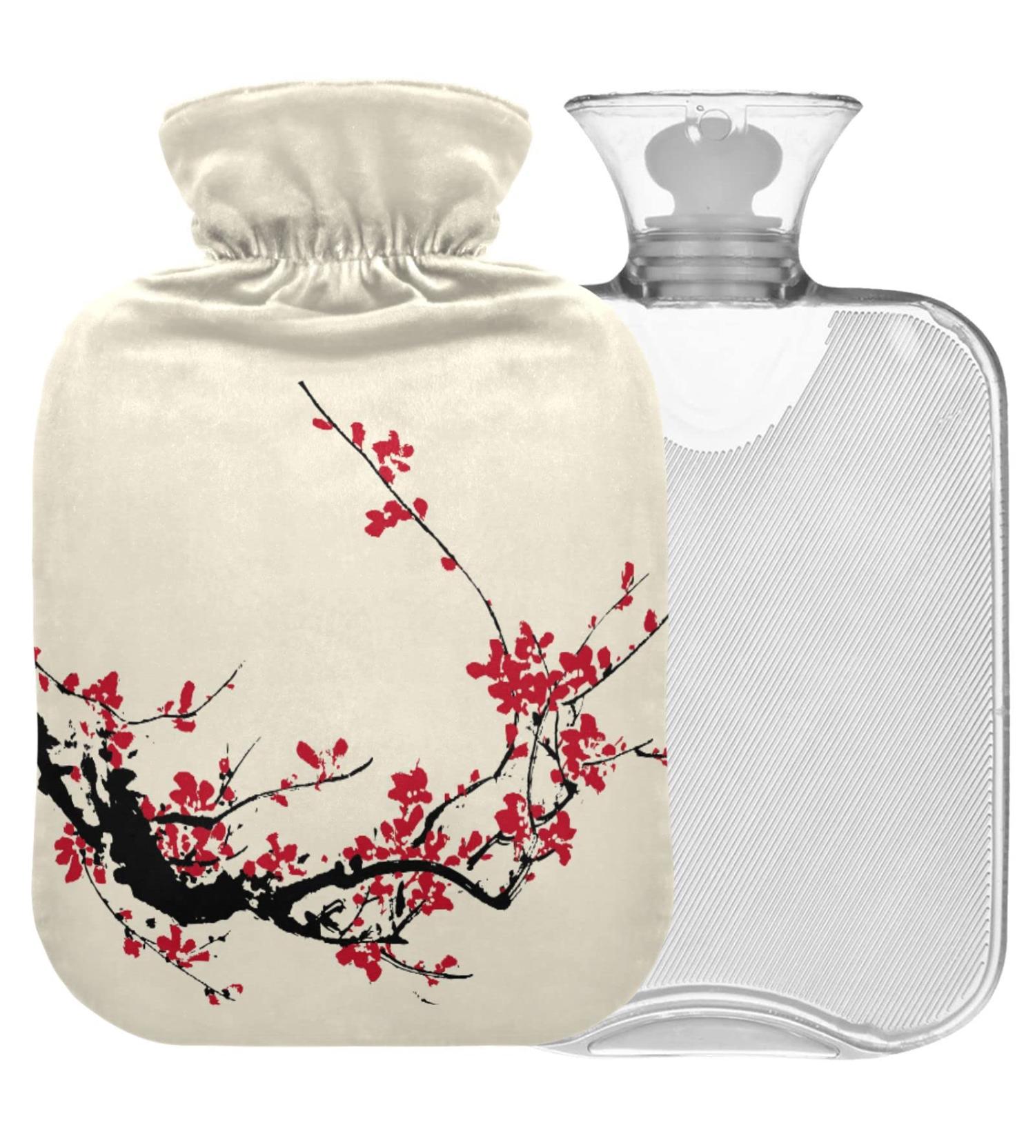 Naanle Retro Japanese Cherry Blossom Hot Water Bottle - 2L Transparent Heat Bottle for Pain Relief & Therapy - Buy Online on GoSupps.com