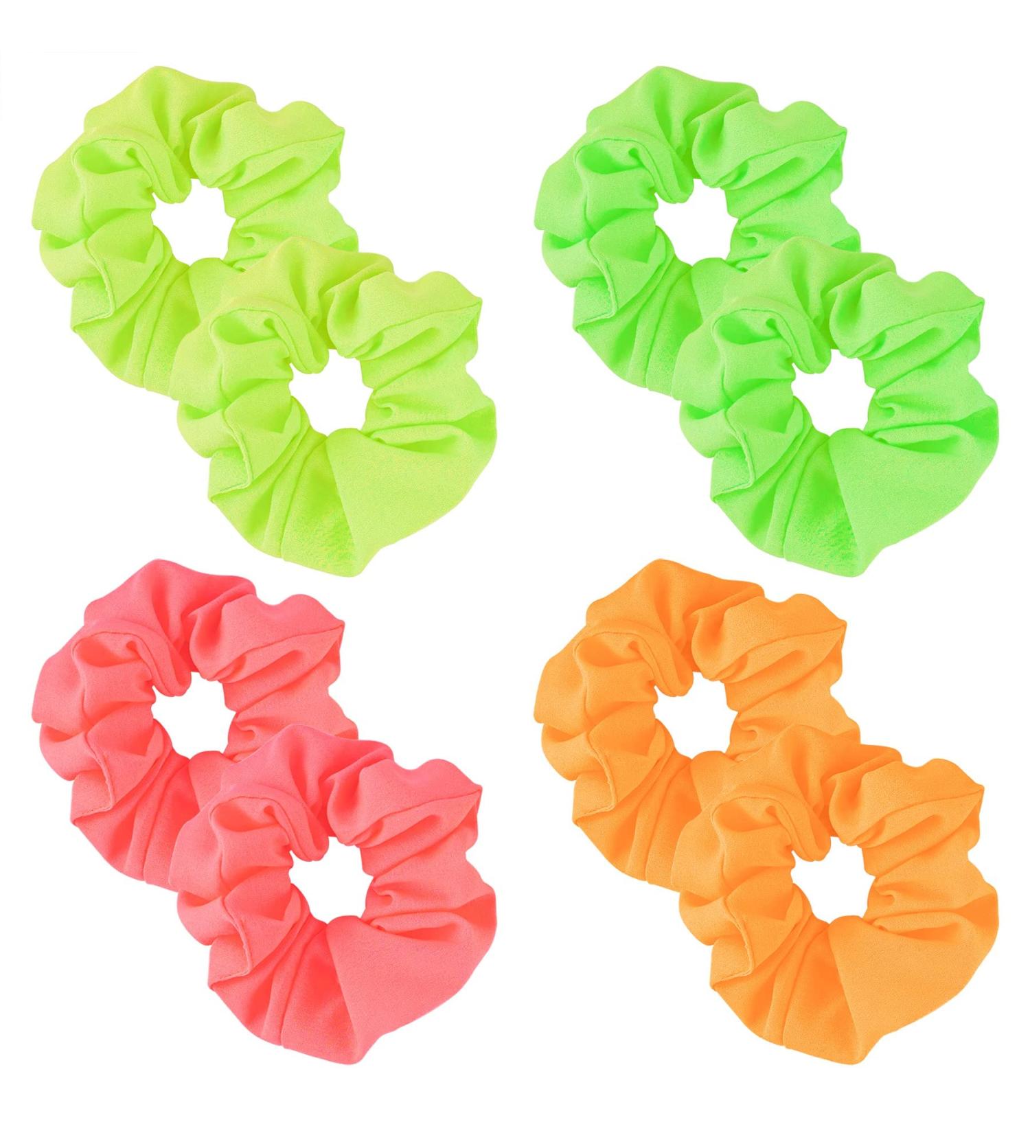 NaienCraft Pack of 8 Neon Hair Scrunchies - Elastic Hair Bands for Women and Girls - Buy Online on GoSupps.com