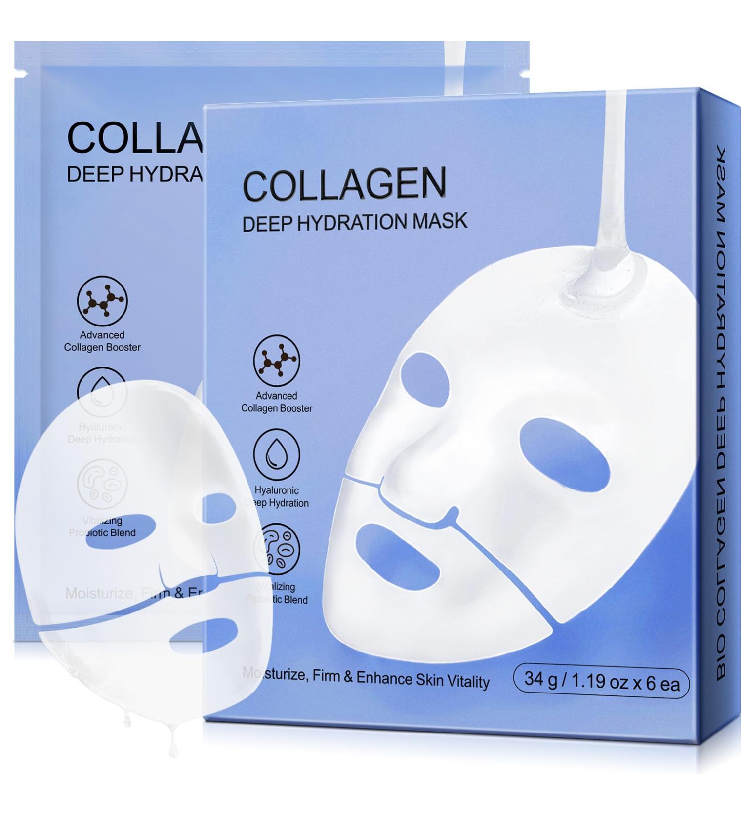 PLOBRT Collagen facial mask collagen Real Deep Mask Deep Collagen Overnight Mask with low molecular weight collagen reduces pores and improves elasticity 34 g x 12 pieces 12 pieces 1er Pack - Buy Online on GoSupps.com
