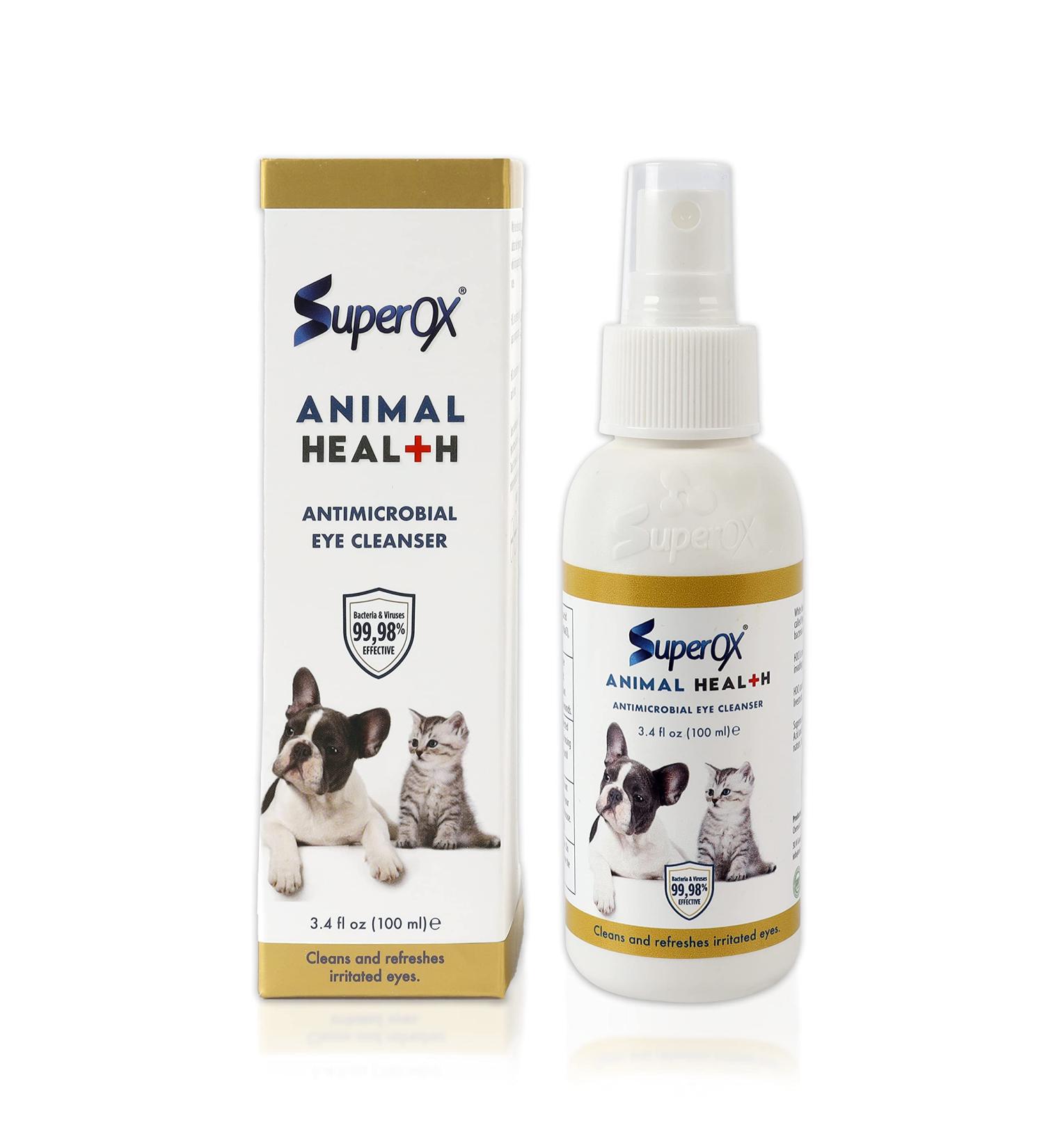 Superox Animal Eye Wash & Tear Stain Remover | Fast Relief from Irritations & Allergies Symptoms | Safe for All Animals | 100 ml (3.38 oz) - Buy Online on GoSupps.com