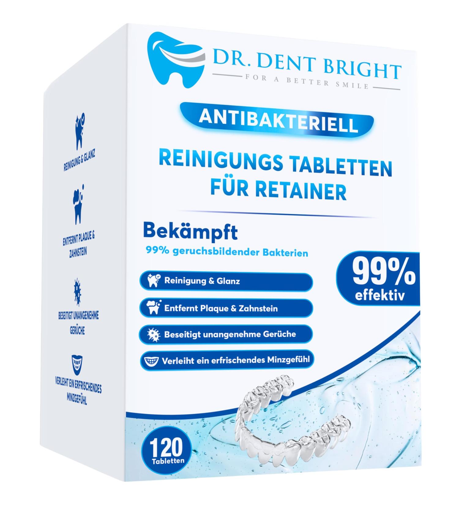 Retainer Cleaning Tablets - 120 Pieces for Fresh & Clean Retainers Braces Dentures | Effective Tab Cleaner for Oral Care - Buy Online on GoSupps.com