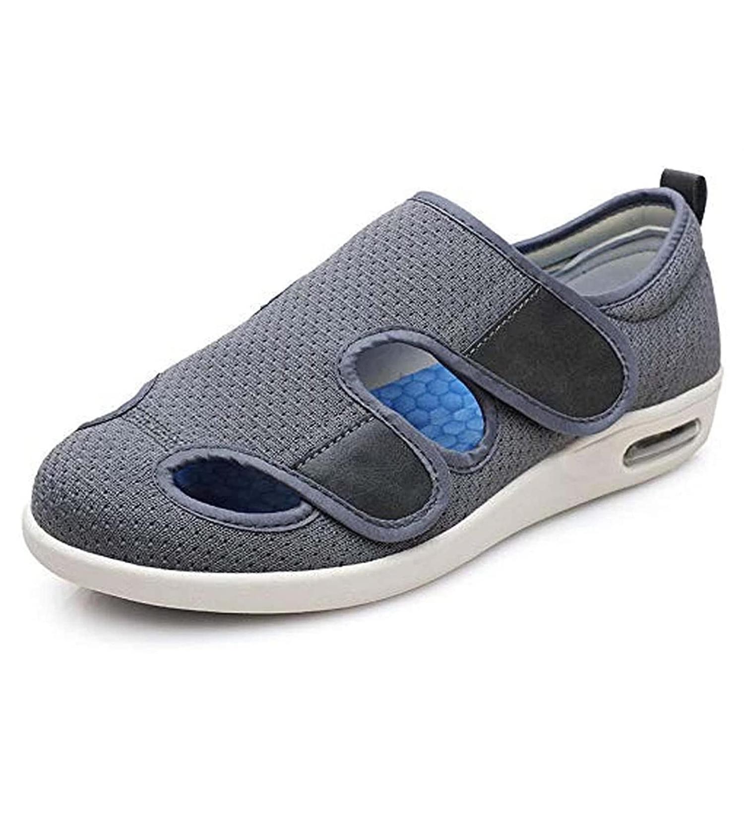 XMSM Arch Support Diabetic Slippers - Grey, Size 10 | Memory Foam Comfort House Shoes for Edema, Plantar Fasciitis, Bunions, Arthritis | Adjustable Closure, Extra Wide Fit - Buy Online on GoSupps.com
