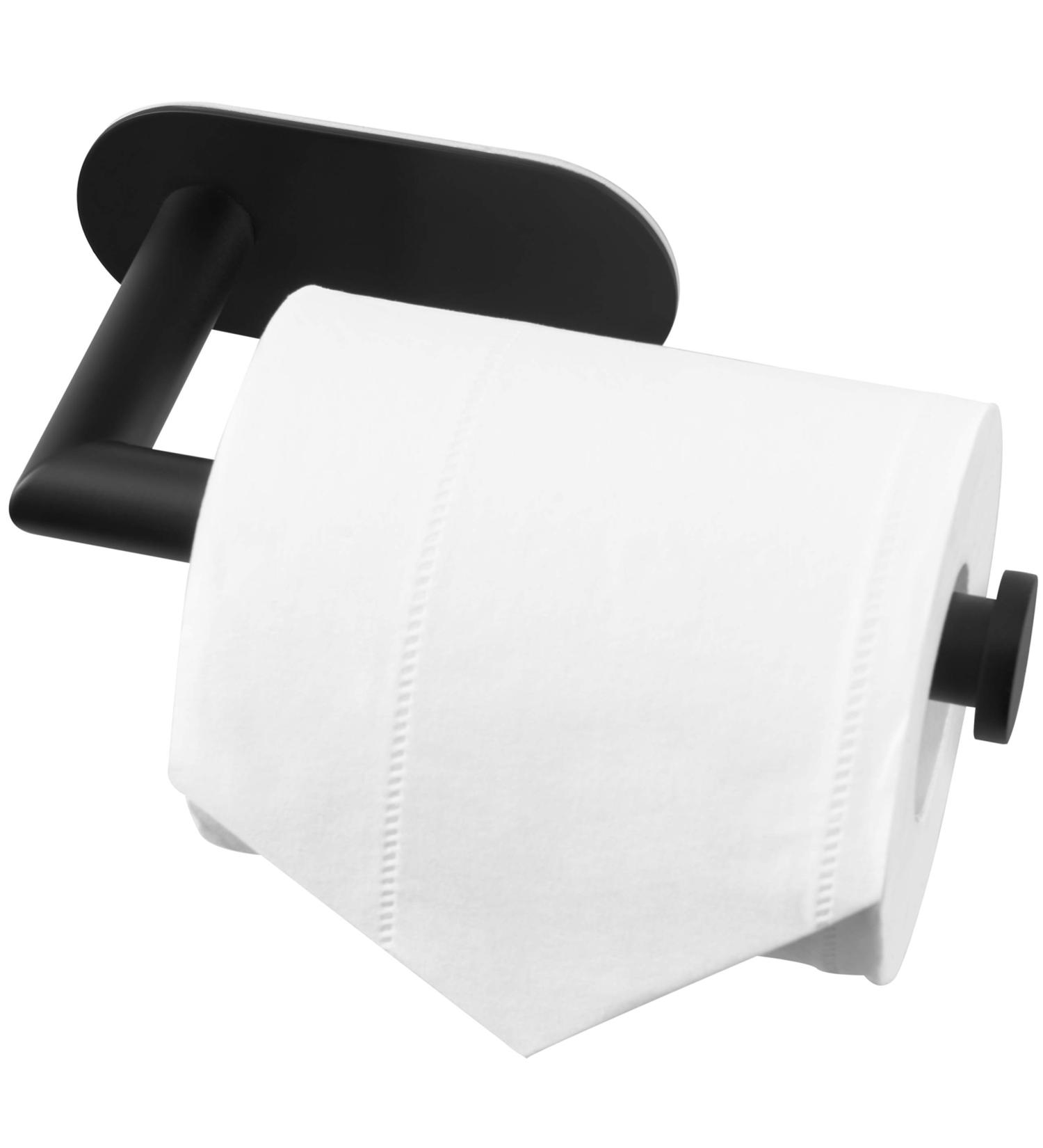 Matte Black Toilet Paper Holder - Stainless Steel Adhesive Roll Holder for Bathroom - Buy Online on GoSupps.com