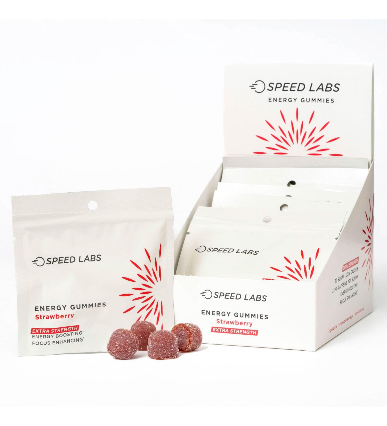 Extra Strength Strawberry Caffeine Energy Gummies | 50mg Caffeine & B-Vitamins | Vegan & Gluten Free 32 Pieces - Buy Online on GoSupps.com