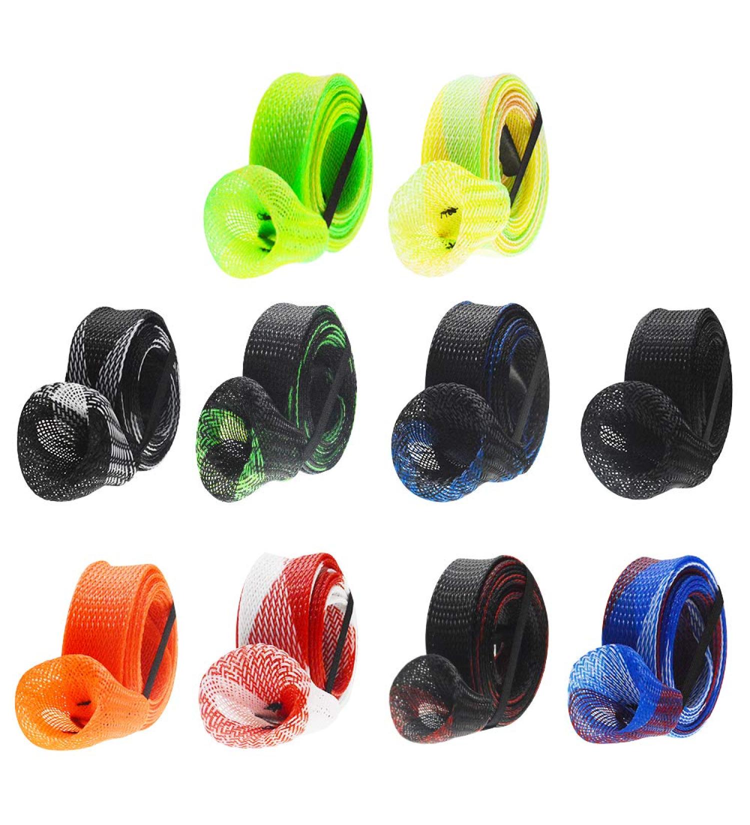 10 Fishing Rod Socks - Braided Protective Covers with Lanyard | Adjustable Fishing Accessories Tool to Prevent Scratching - Buy Online on GoSupps.com