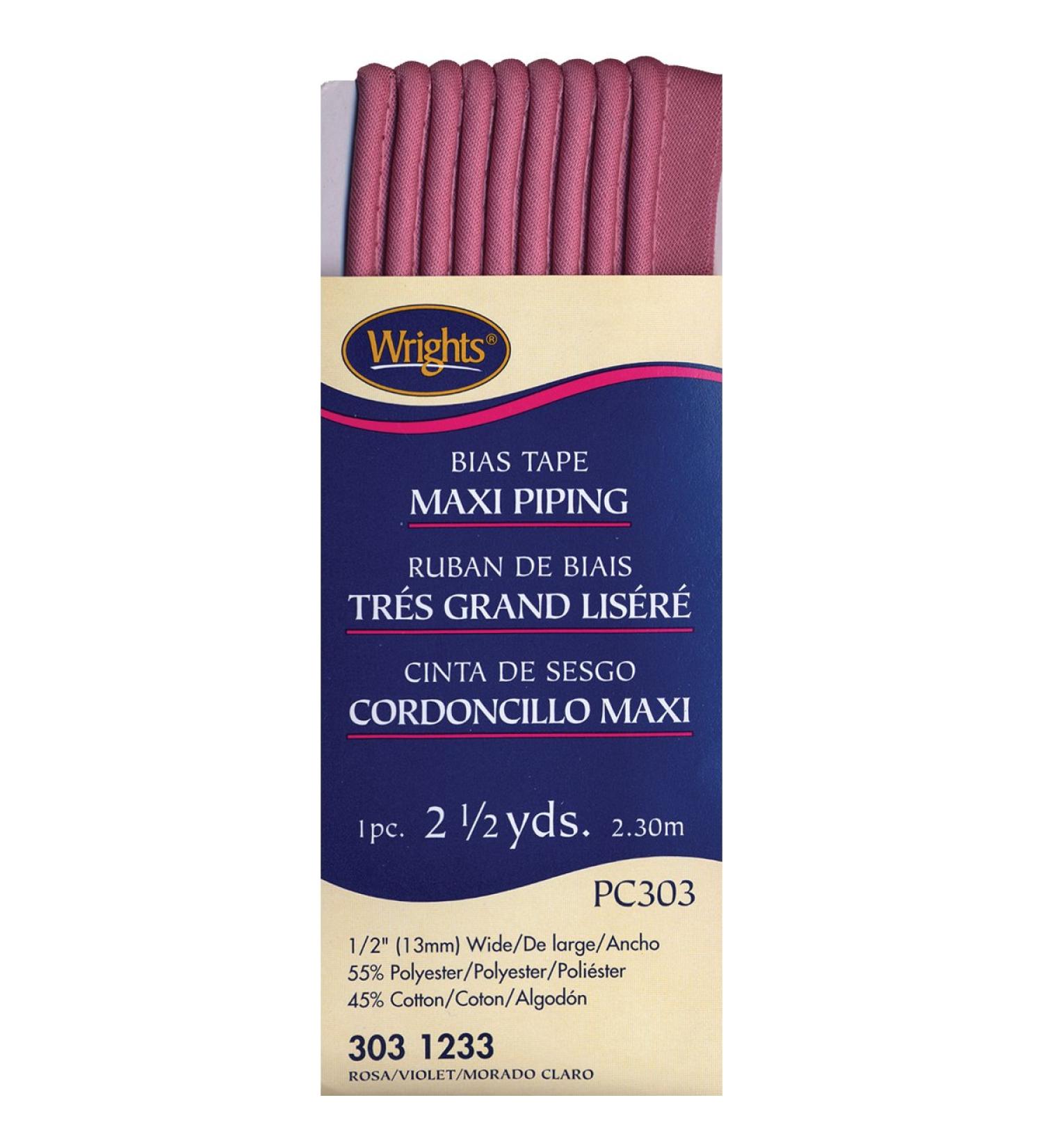 Wrights 117-303-1233 Maxi Piping Bias Tape  Rosa  2.5-Yard