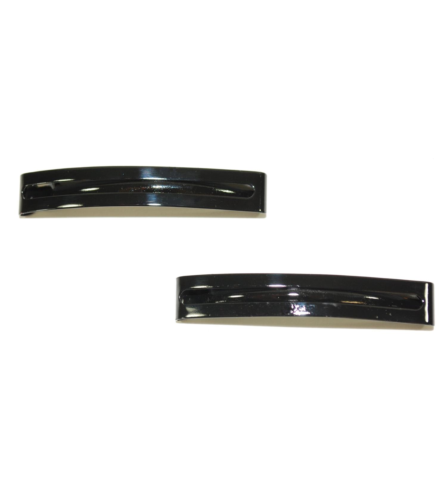 Pair of Rectangle Shaped Clip-in End Barrettes Hair Slides with Cut-Out Design. (Black)