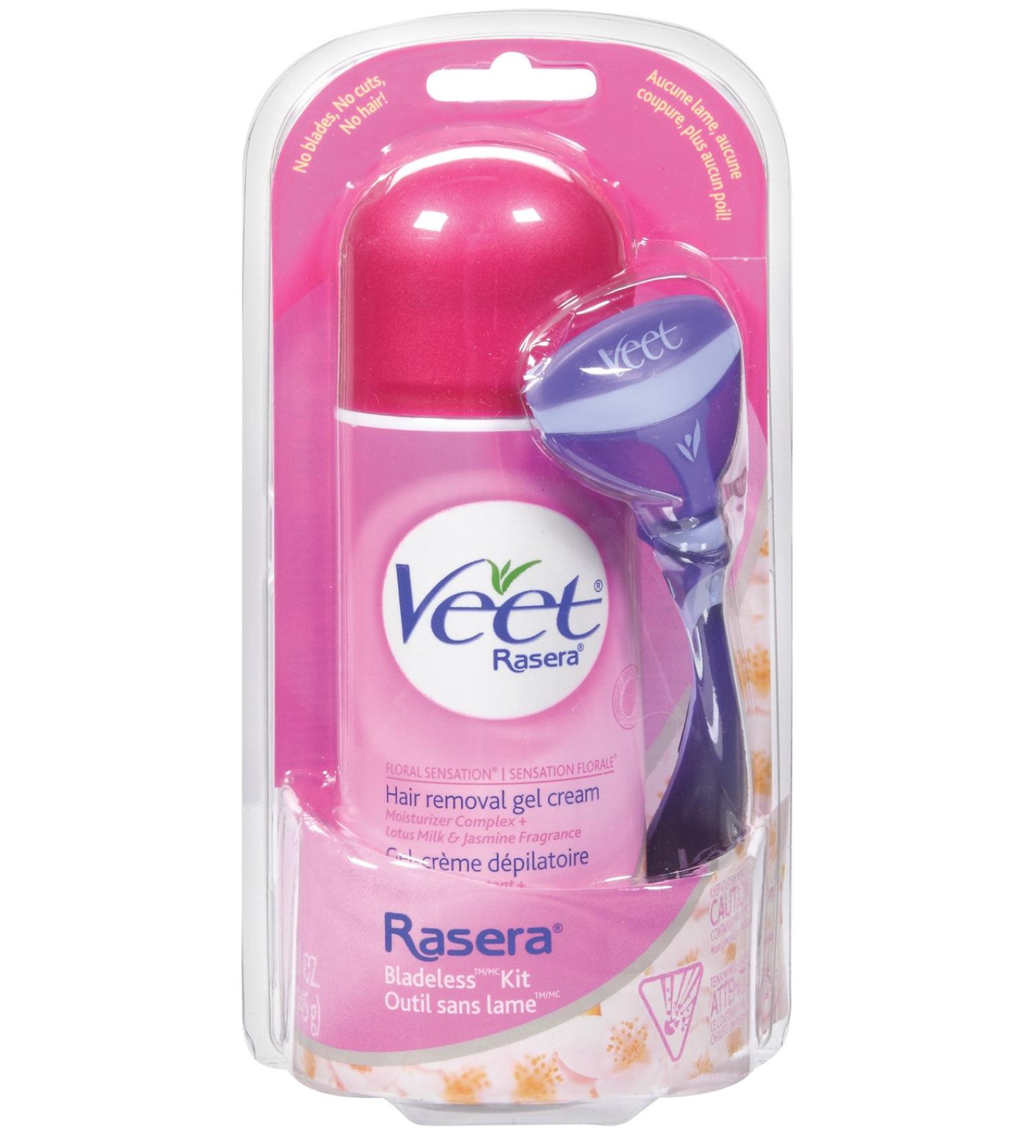 Veet Rasera Hair Removal Gel Cream Floral Sensation + Bladeless Tool 145g/5.1oz
