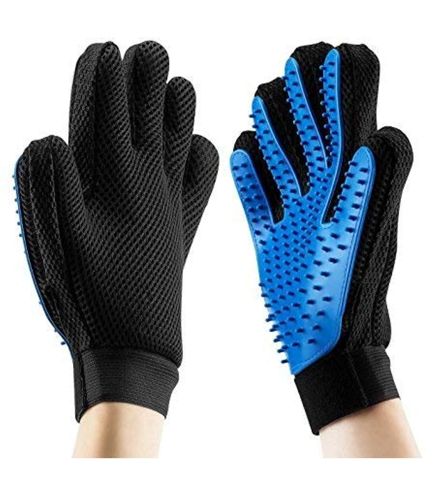 Pet Glove Grooming Tool + Furniture Pet Hair Remover Mitt for Cat & Dog - Deshedding Brush with Gentle Rubber Tips - Soft Massage Groomer Mitt (1 Right Hand) - Buy Online on GoSupps.com