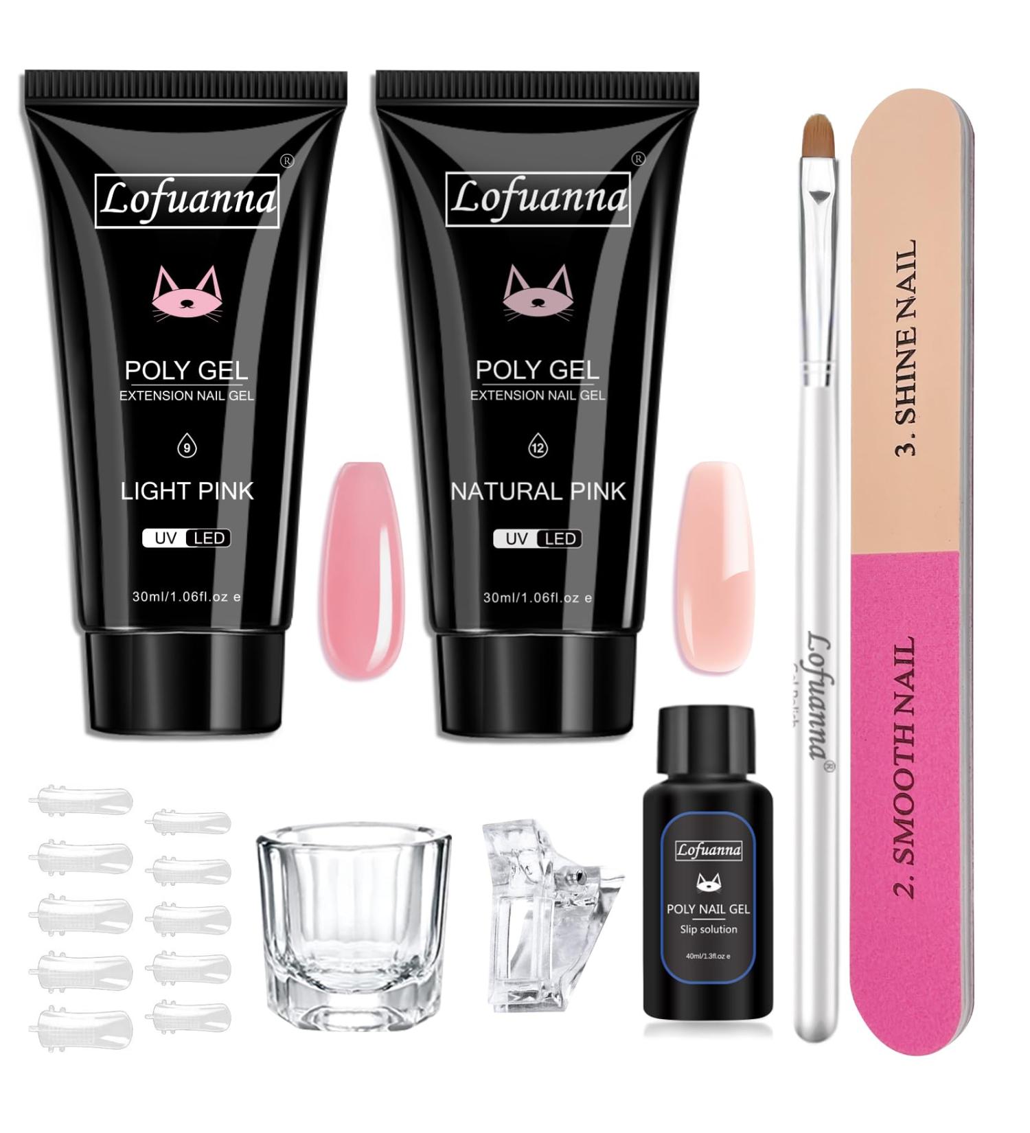 Lofuanna Poly Nail Gel Kit - 2PCS 30ML Pink Builder Gel Set for Quick and Thick Acrylic Nail Extension - Trendy Beauty Gift - Buy Online on GoSupps.com