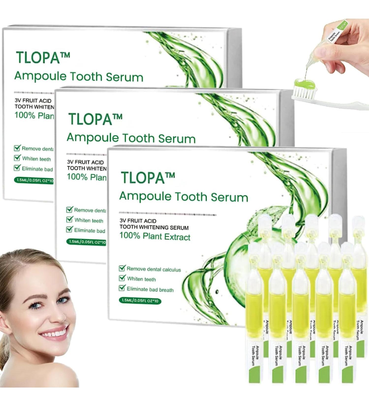 Qingfang Tlop Ampoule Toothpaste - 3V Fruit Acid Tooth Whitening & Tartar Removal - 10 Pack 30 Pieces - Advanced Dental Care Essence - Buy Online on GoSupps.com