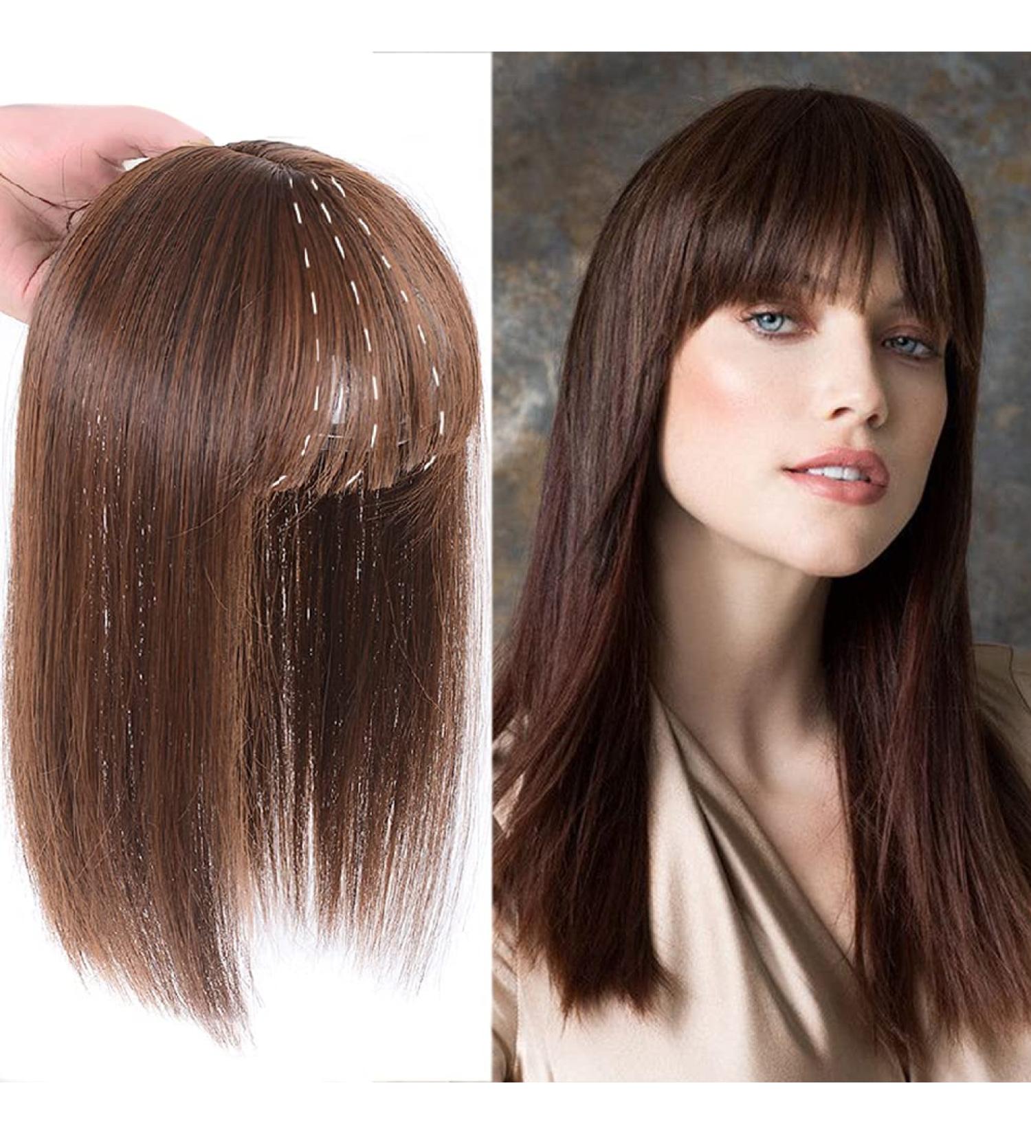 Remeehi 35cm Seamless Synthetic Hair Toupee for Hair Loss | Clip-In Hair Topper with Flat Bangs - International Shipping - Buy Online on GoSupps.com