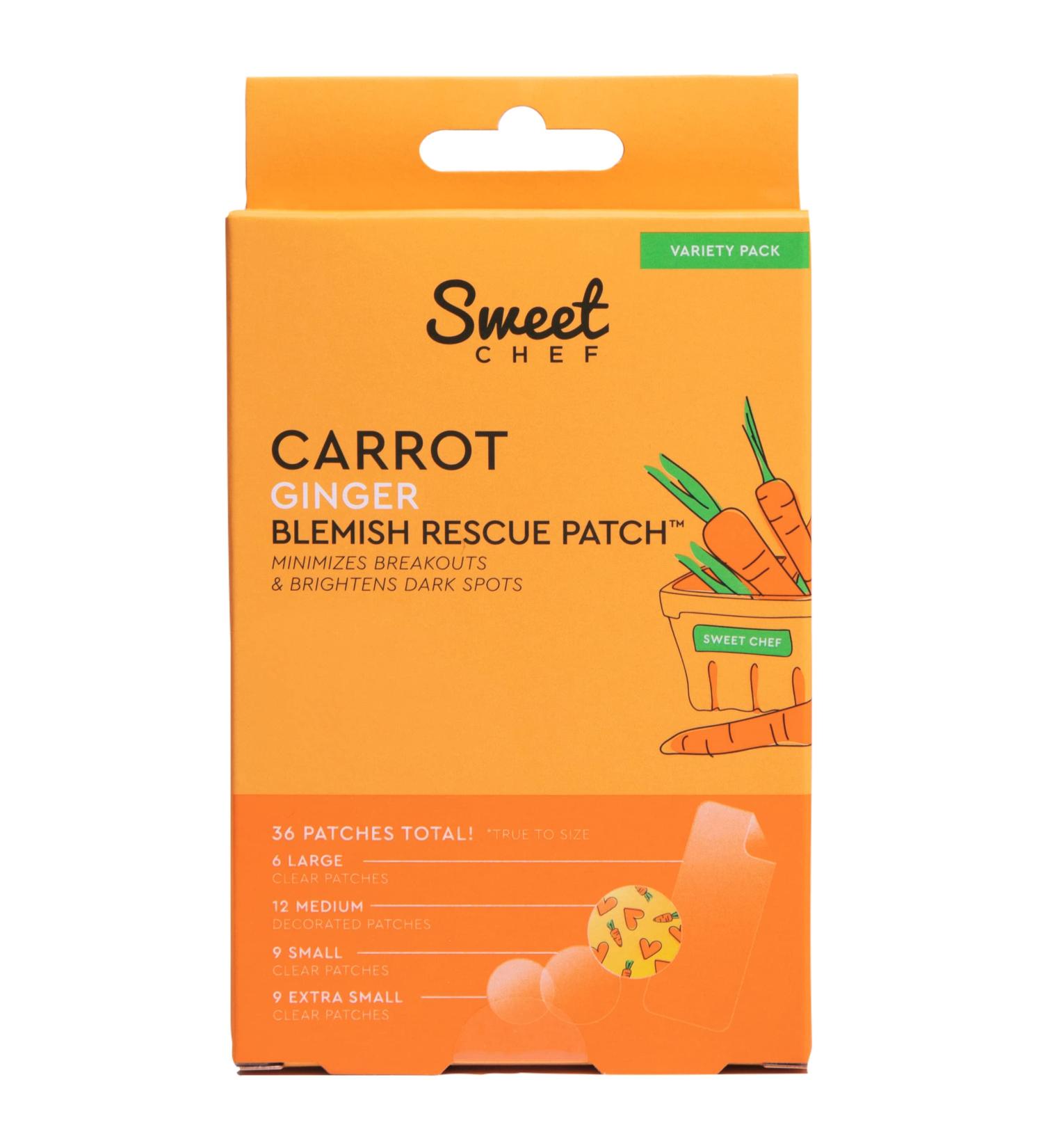 Sweet Chef Carrot Ginger Blemish Patches - 36 Hydrocolloid Spot Treatment Bandages with Carrot & Ginger Extracts - Buy Online on GoSupps.com