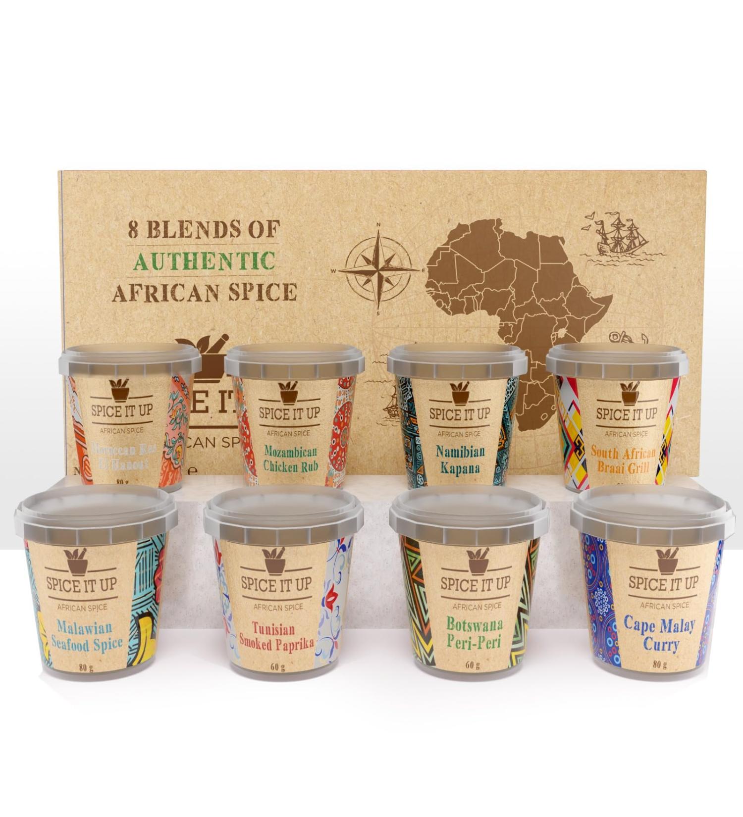 SPICE IT UP L - Authentic African Spice Set: 8 Unique Seasonings for Cooking Grilling & Rubs - Harissa Dukkah Ras El Hanout & More - Buy Online on GoSupps.com