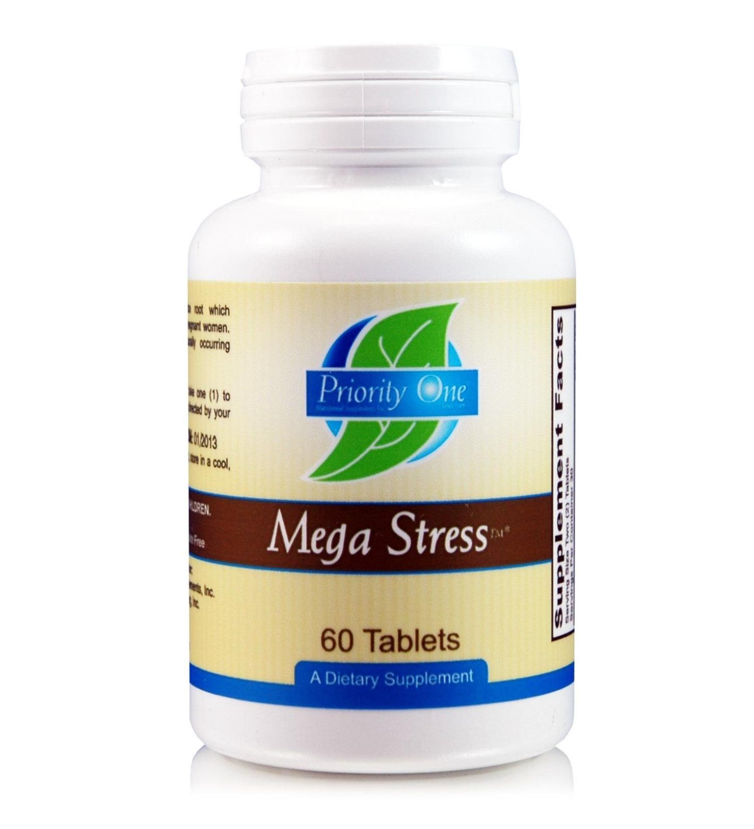 Priority One Vitamins Mega Stress 60 Tablets - B Vitamin Complex with The Benefits of Adrenal.*