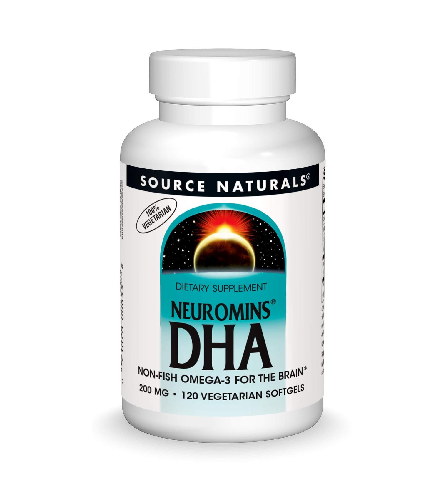 Source Naturals DHA Neuromins 200mg Non-Fish Omega-3 Softgels - Brain Health Supplement, 120 Count - Buy Online on GoSupps.com