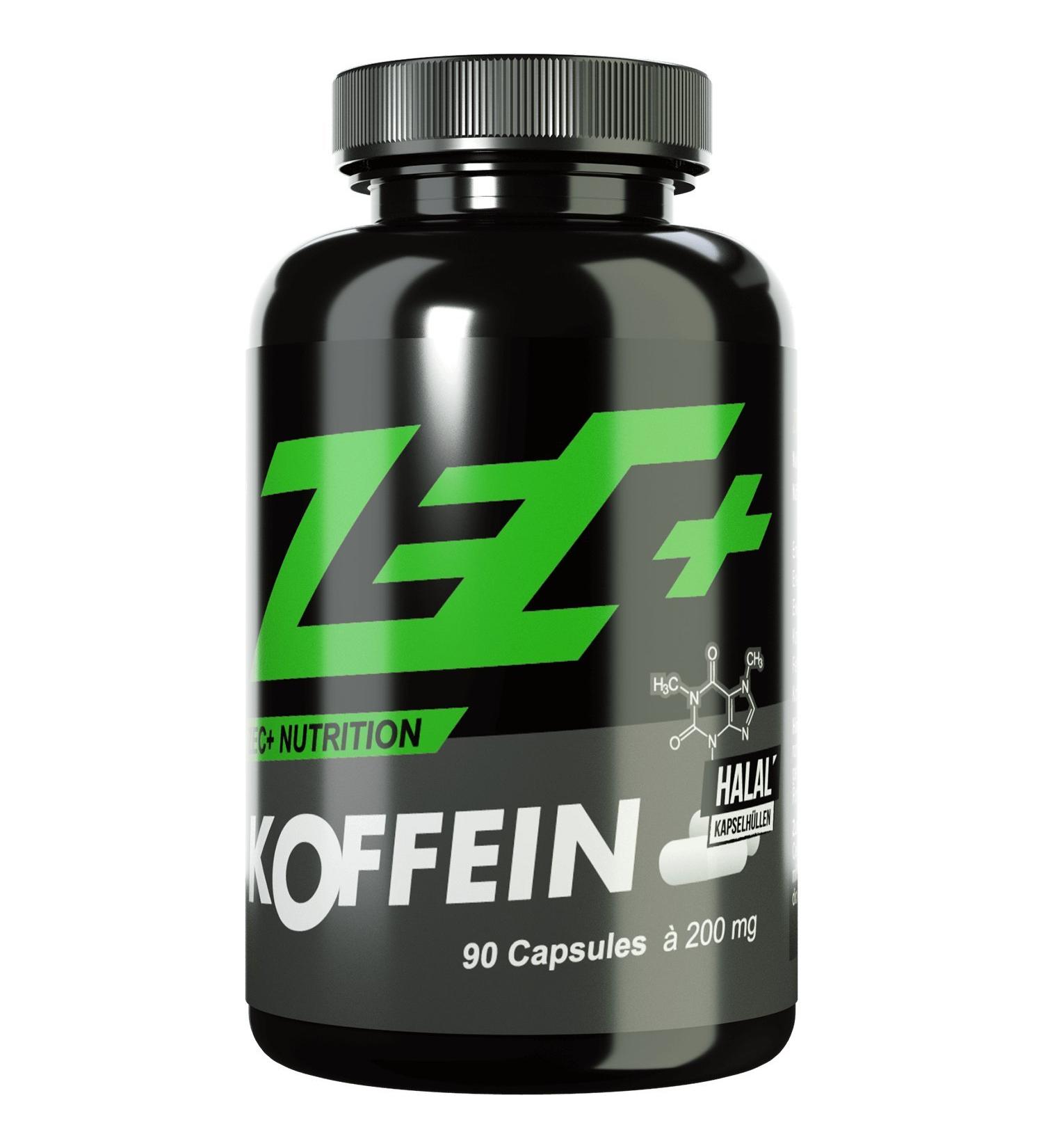 Zec+ Nutrition high-dose caffeine capsules 90 capsules with 200 mg caffeine powder per capsule caffeine booster Made in Germany