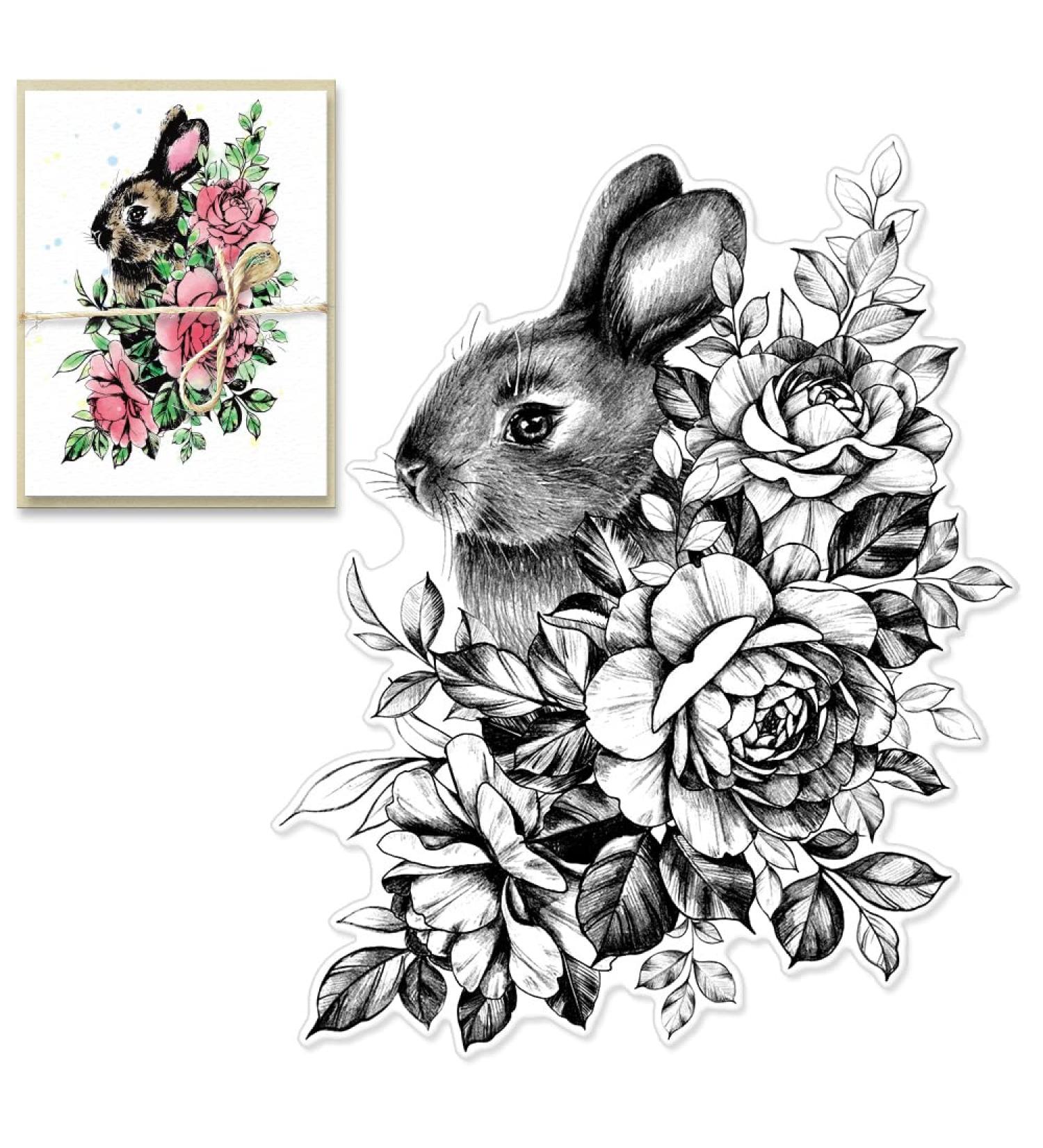 Easter Rabbit Clear Stamps for Card Making and Scrapbooking - Animals & Flowers Transparent Rubber Stamps for Easter Day Crafting - Buy Online on GoSupps.com