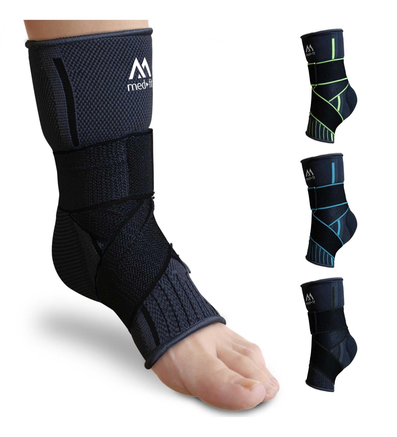 Med-Fit Stride-Flex Ankle Support | 3D Fabric Technology | 360 Compression | Ideal for Ligament Damage, Sprained Ankle, Plantar Fasciitis, Joint Pain, Tendonitis | Medium Size | Black - Buy Online on GoSupps.com