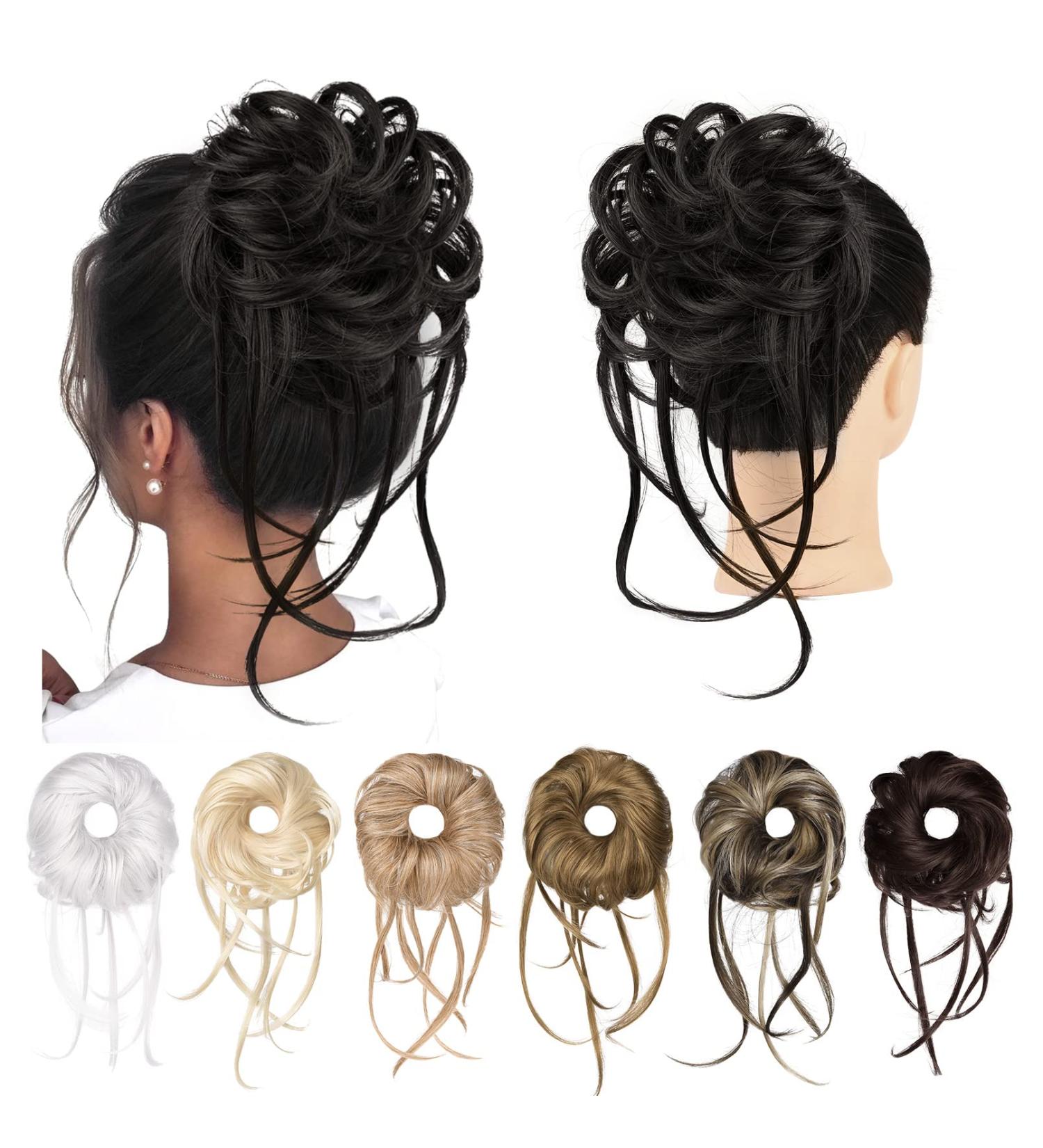 REECHO Messy Bun Hair Piece - Super Long Curly Wavy Updo Hair Extension in Black - Buy Online on GoSupps.com