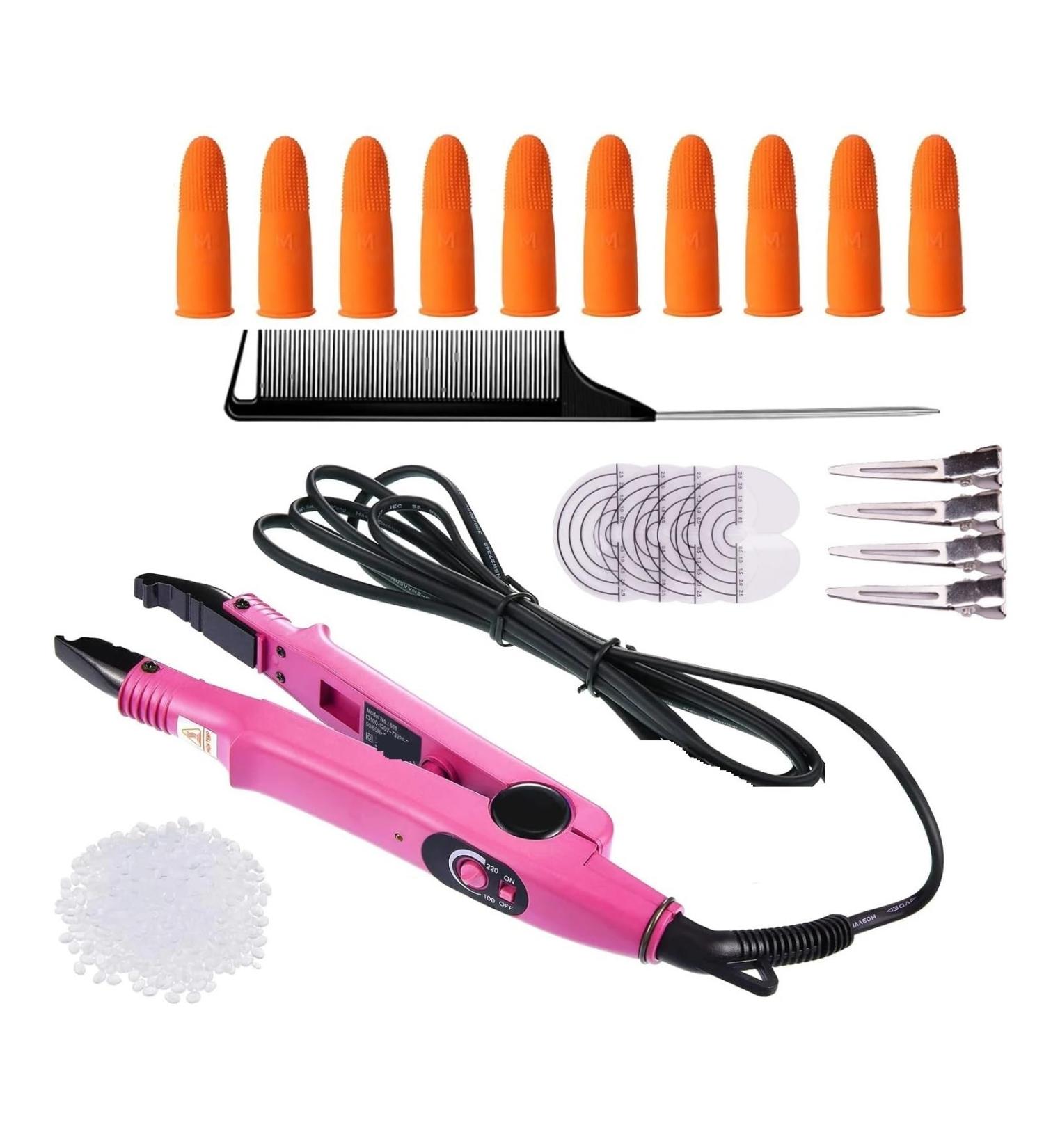 Hair extension iron Pro Hair Extensions Tool Fusion Heat Iron Connector Tool Variable Constant Heat Hair Extension Iron Keratin Bonding Tools(Pink 100g baijiao) - Buy Online on GoSupps.com