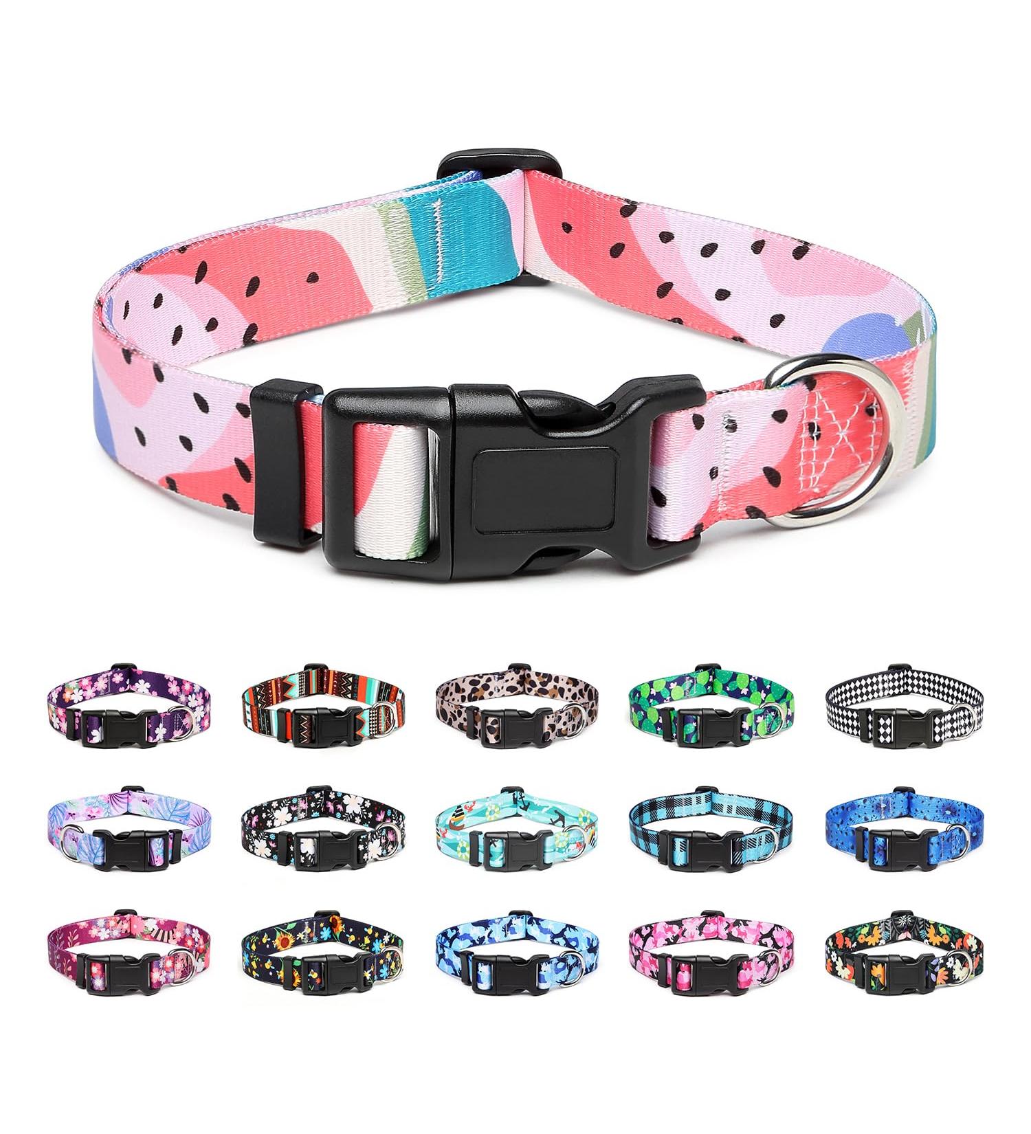 Mercano Adjustable Dog Collar - Soft Nylon Comfort & Durable Patterned Design for Small & Medium Dogs - Watermelon (S) - Buy Online on GoSupps.com