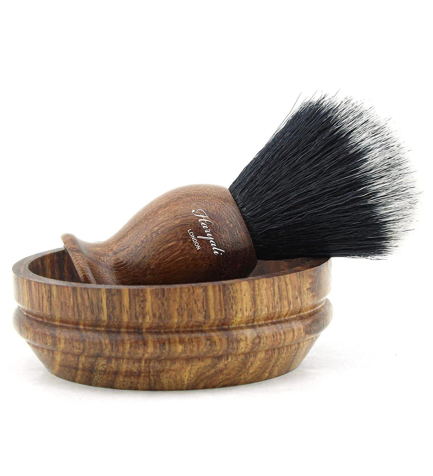 Haryali London Vintage Shaving Brush Set with Soap Bowl - Eco-Friendly Vegan Bristle - Men's Grooming Kit - Buy Online on GoSupps.com