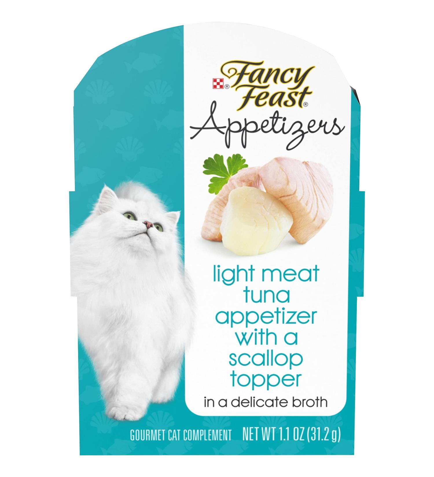 Purina Fancy Feast Appetizers Adult Gourmet Wet Cat Food - Light Meat Tuna & Scallop, 1.1oz (Pack of 10) - Buy Online on GoSupps.com