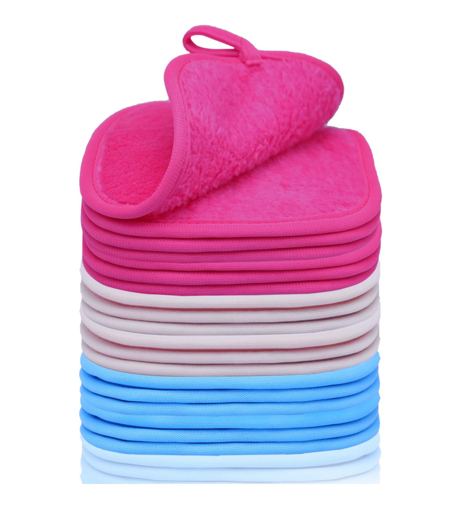 Reusable Makeup Remover Cloths - 15 Multi-colored Pads for Effortless Makeup Removal with Water | Eco-friendly Set with Storage Bag - Buy Online on GoSupps.com