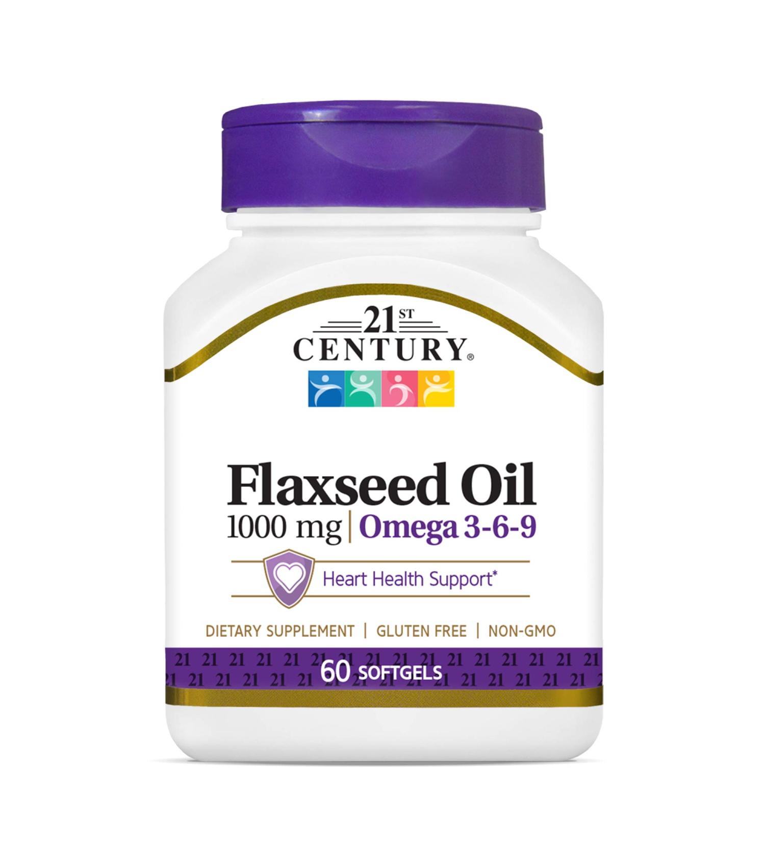 21st Century Flaxseed Oil 1000 mg - 60 Softgels for Omega-3 Benefits - Buy Online on GoSupps.com