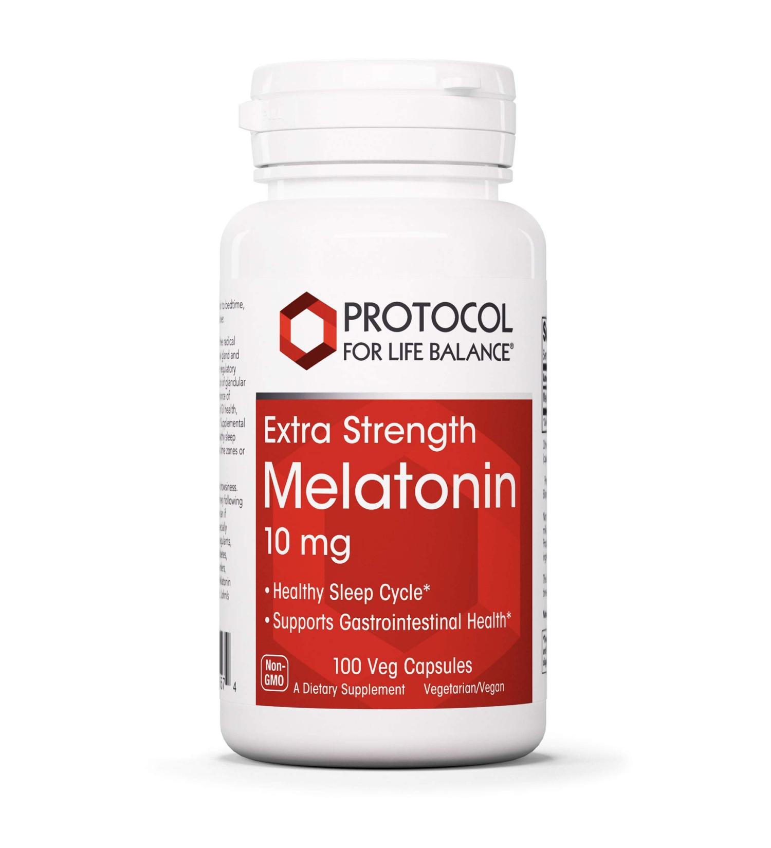 Buy Protocol for Life Balance Melatonin Extra Strength 10mg - 100 Veg Capsules for Sleep Support - Buy Online on GoSupps.com